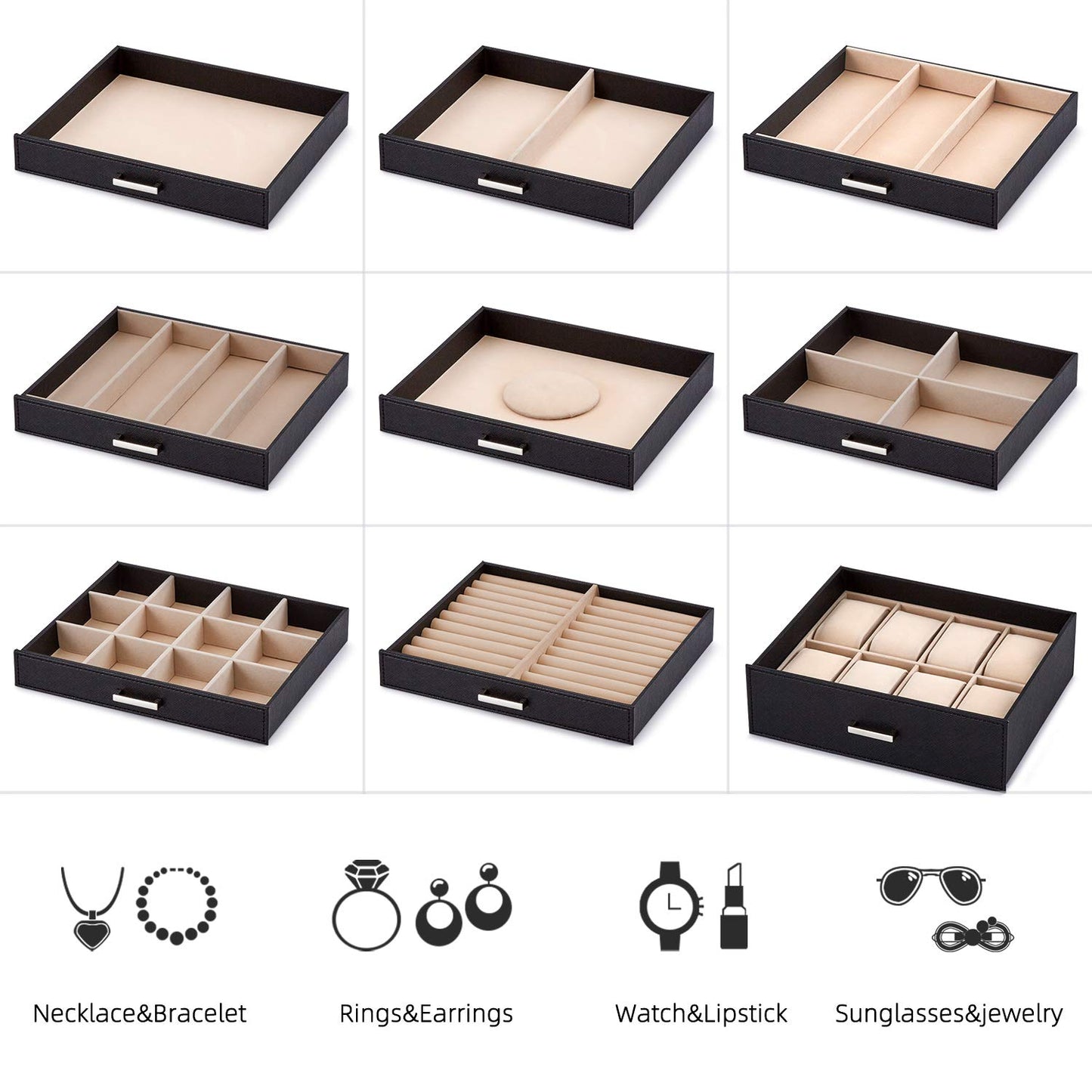 Mondeer Extra Large Jewelry Box, Jewelry Box Organizer for Necklaces Earrings Bracelets Rings, 10 Layers PU Leather Jewelry Storage Bag Women Girls Ladies Gift, Black