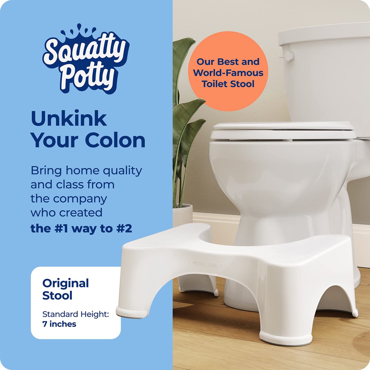 Squatty Potty Original Bathroom Toilet Stool, 7-inch Height, White