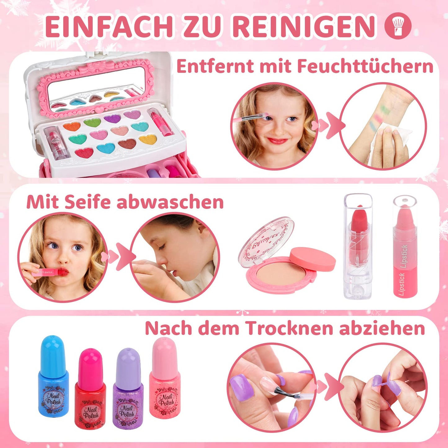 Make-up case for girls 55 pieces Washable children's makeup set Gift 3 4 5 6 7 8 9 10 years