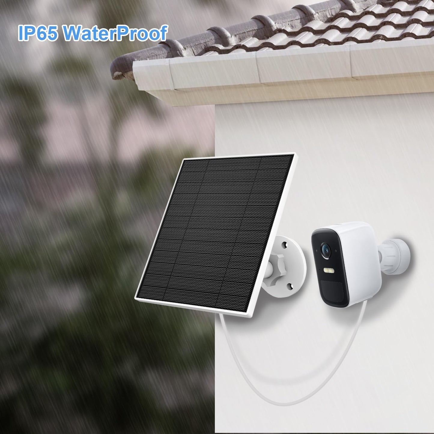 Solar panel for Eufy Outdoor camera, 5W Camera Solar Panel Compatible with Eufycam, Continuous power supply, Panel with 9.8ft charging cable, IP65 Waterproof, 2 Packs.