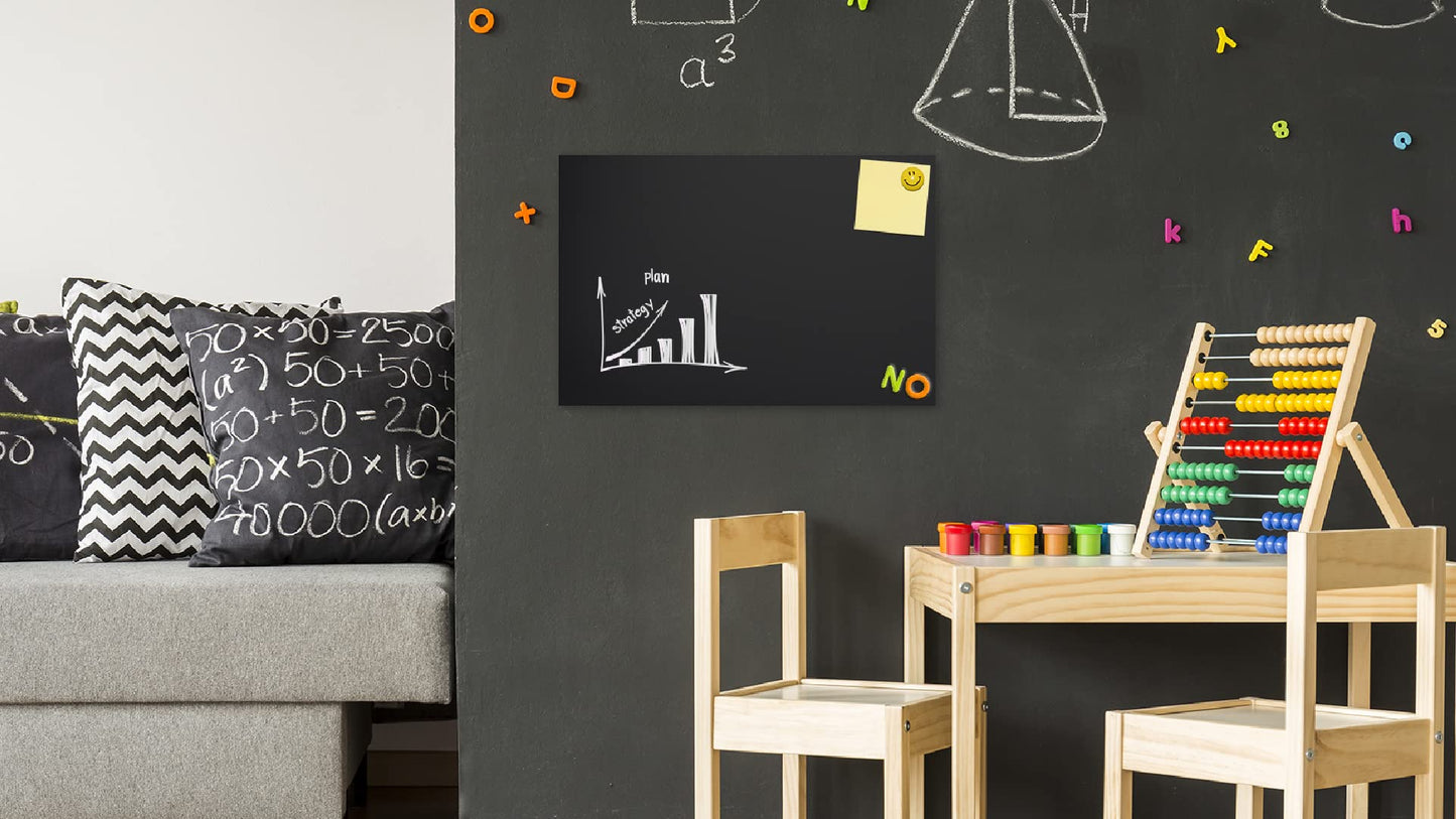 ALLboards Metallic Magnetic Board CHALKBOARD BLACK 90x60cm MetalBoards Memo Board for any type of magnets Magnetic pin board + 6 chalks, 10 magnets, and eraser