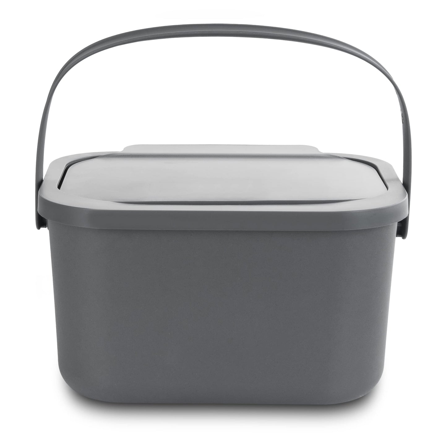Practice with 4.5L kitchen compost bin, gray with lid. For separating organic waste like fruit and vegetable scraps. Click function for waste separation.