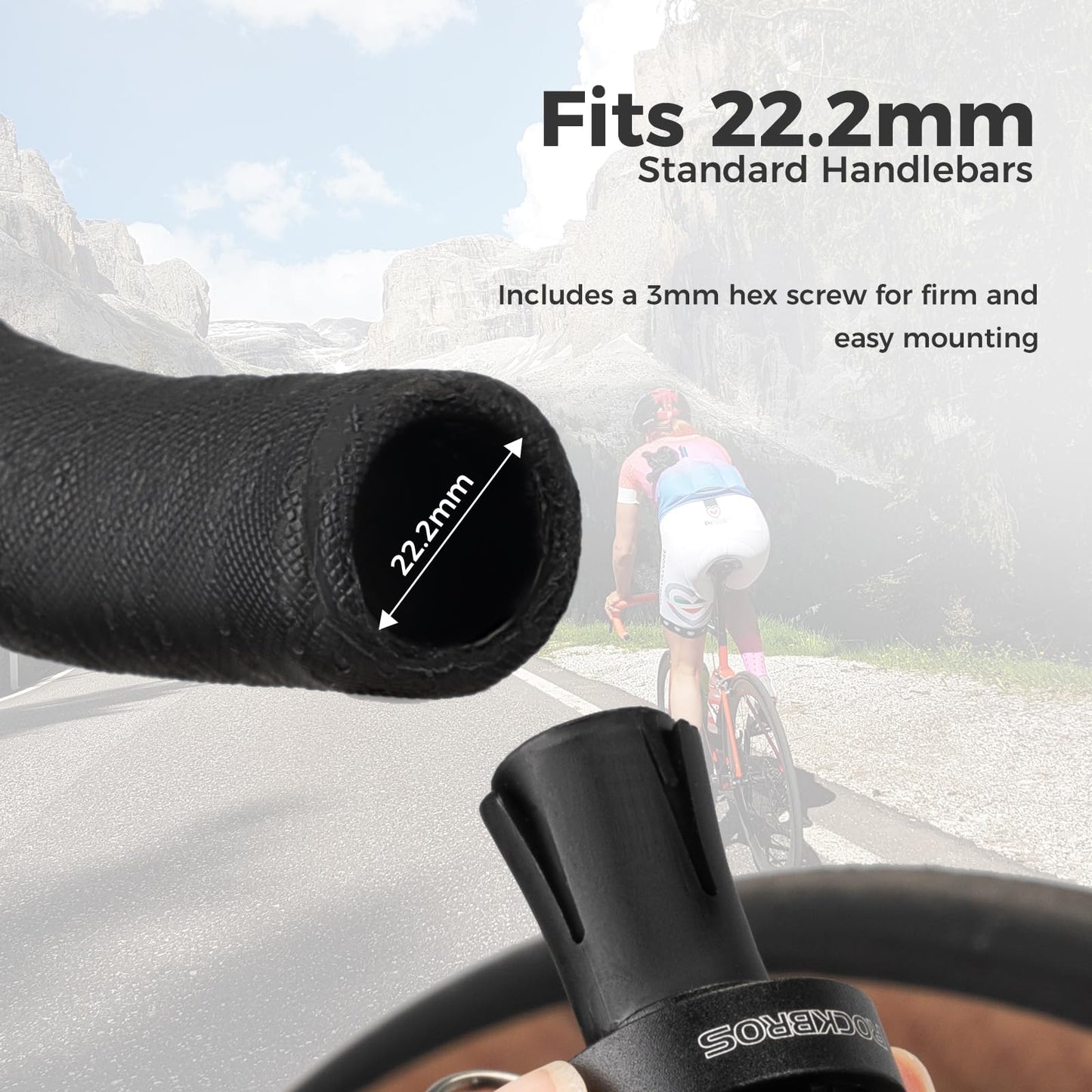 ROCKBROS 2in1 bike bell as handlebar plug, bike bell as handlebar end caps, mini bell bike horn suitable for road bikes with curved handlebars, drop bar road handlebar 22.2 mm Titanium