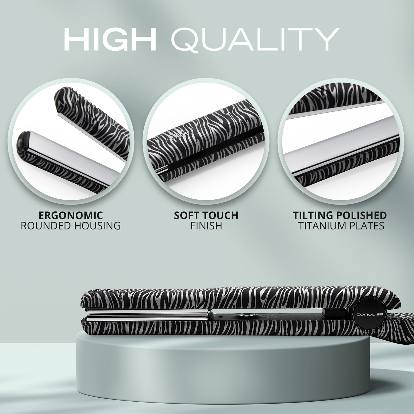 Corioliss C-Style flat iron is designed for women with fine hair. It features titanium plates and professional temperature control for optimal results.