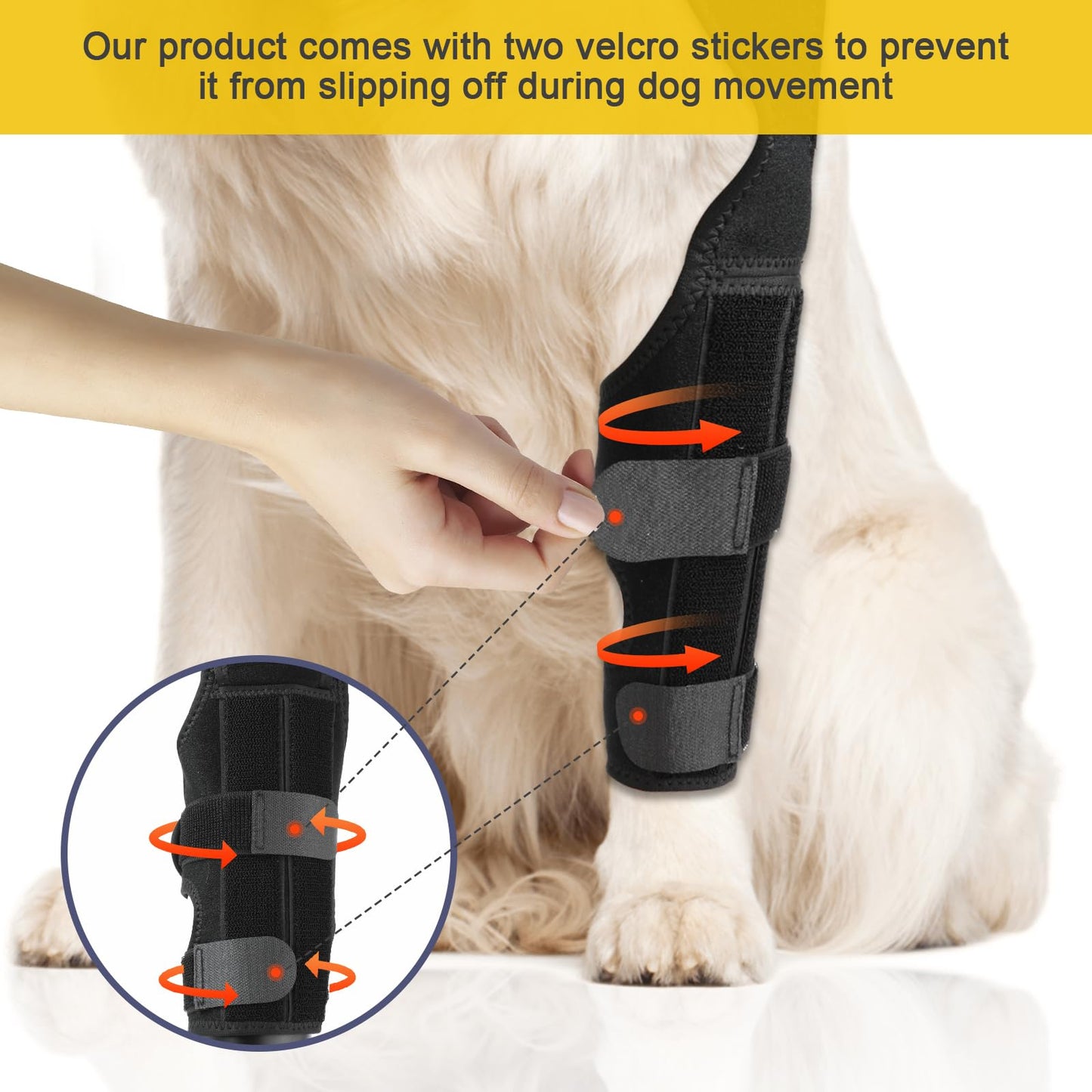KINBOM Dog Knee Brace for Hind Leg, Dog Hind Leg Brace Dog ACL Brace Hind Leg Dog Knee Support for Dog ACL Brace Hind Leg (Black, Size L)