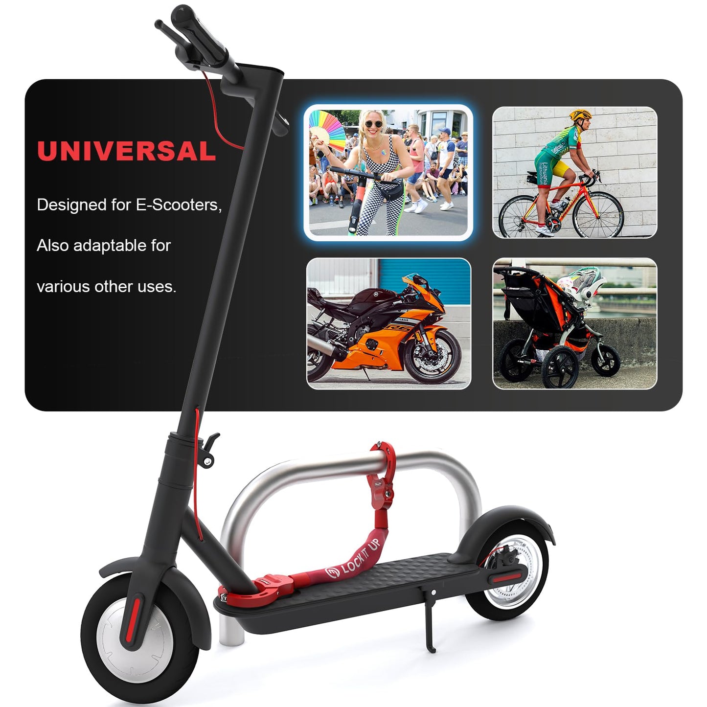 Mezelon E Scooter Lock 8mm | Bike lock | High security locks | Handcuff lock | Heavy duty locks for E scooters/bikes/e-bikes/motorcycles.