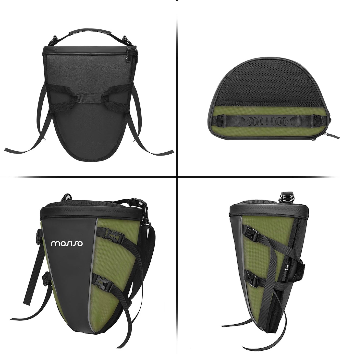 MOSISO Motorcycle Tail Bag, Multifunctional Waterproof Polyester Storage Saddle Bag, 10L Outdoor Sport Motorcycle Rear Seat Lightweight Tank Bag Tool Bag with Shoulder Strap, Army Green.