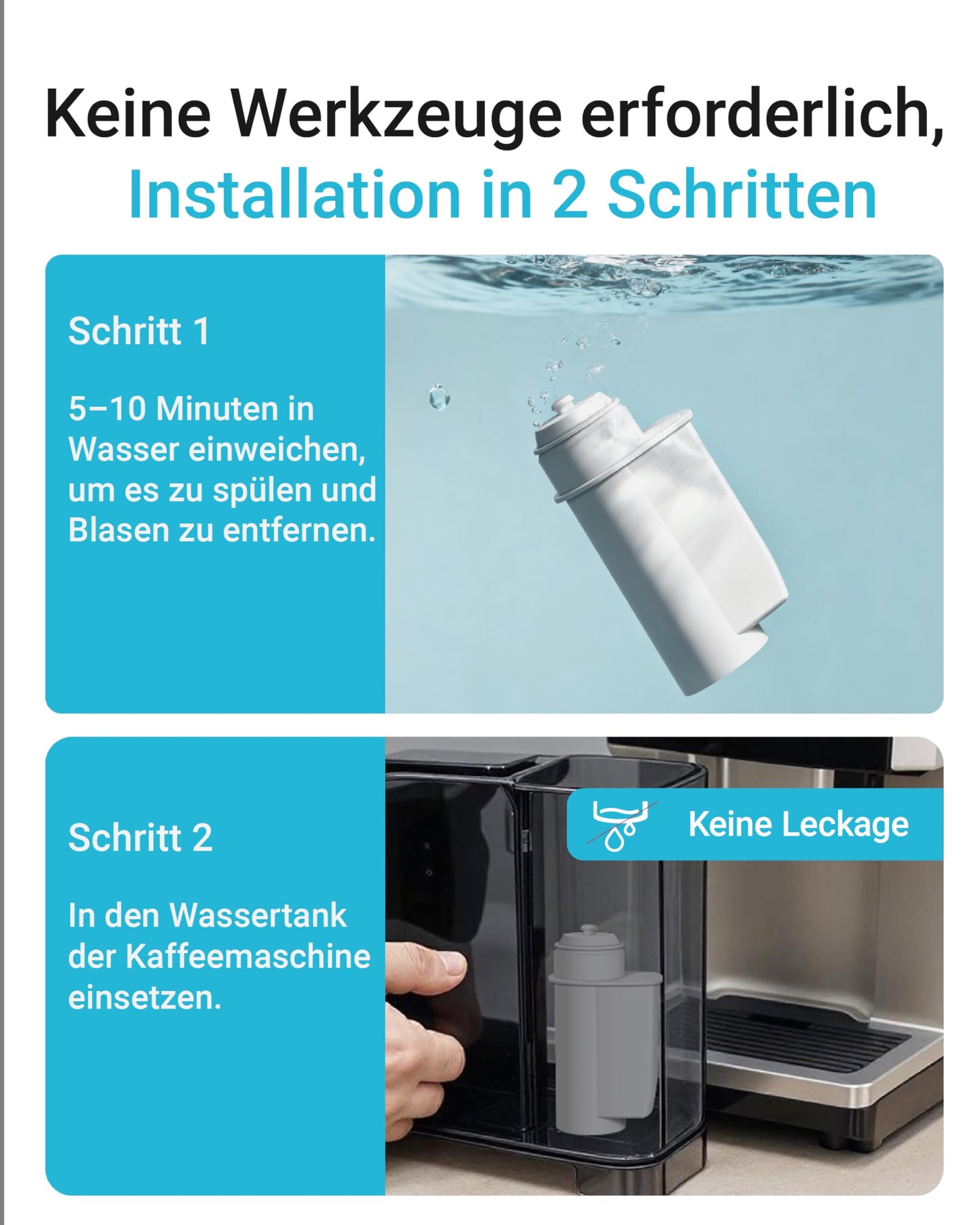 AQUA CREST water filter replacement for Brita® Intenza; Siemens® TZ70033, TCZ7003, EQ. Series; Bosch® 12008246 - including various models from Neff® & Gaggenau®, reduce PFAS, PFOA/PFOS (6).
