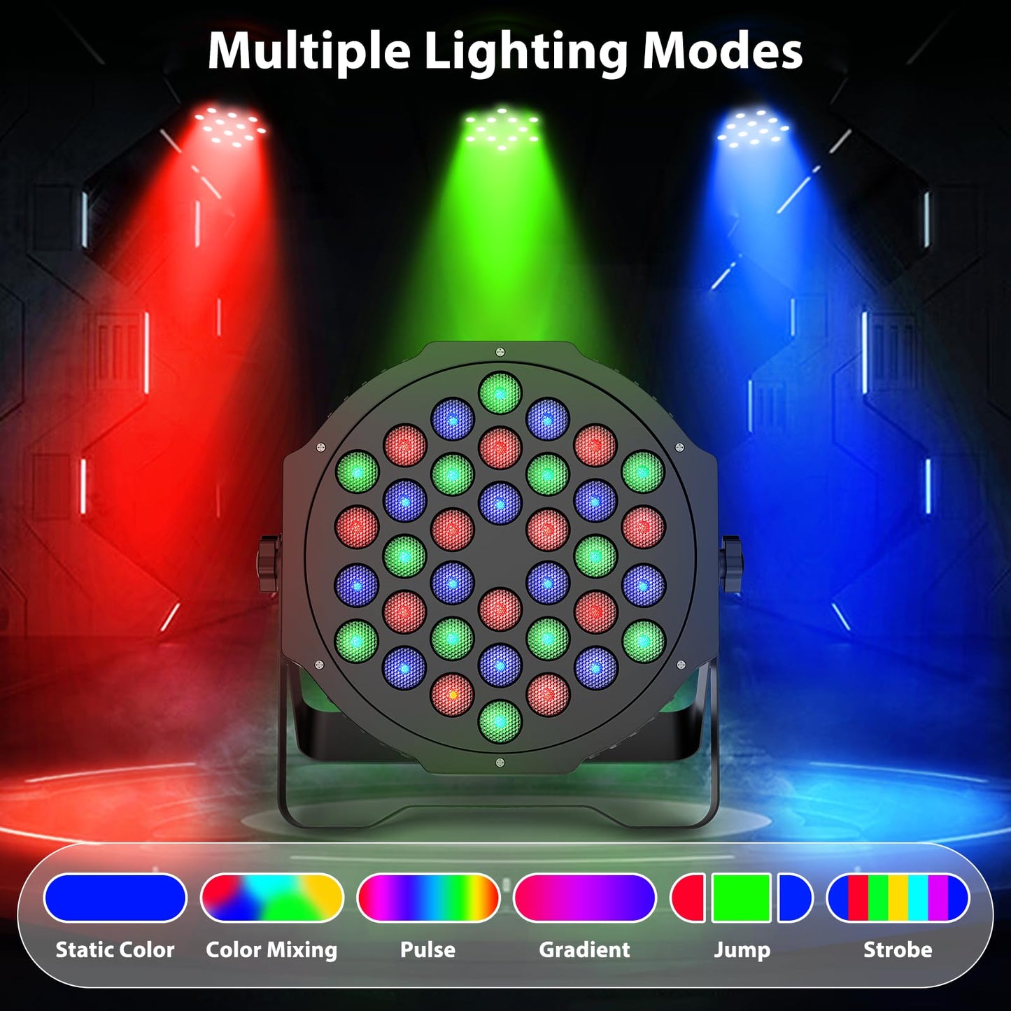 8 pieces LED par light 36 RGB disco light with remote control DMX512 stage lights Auto/Sound/Master-slave DJ light for party bar band concert Halloween Christmas wedding