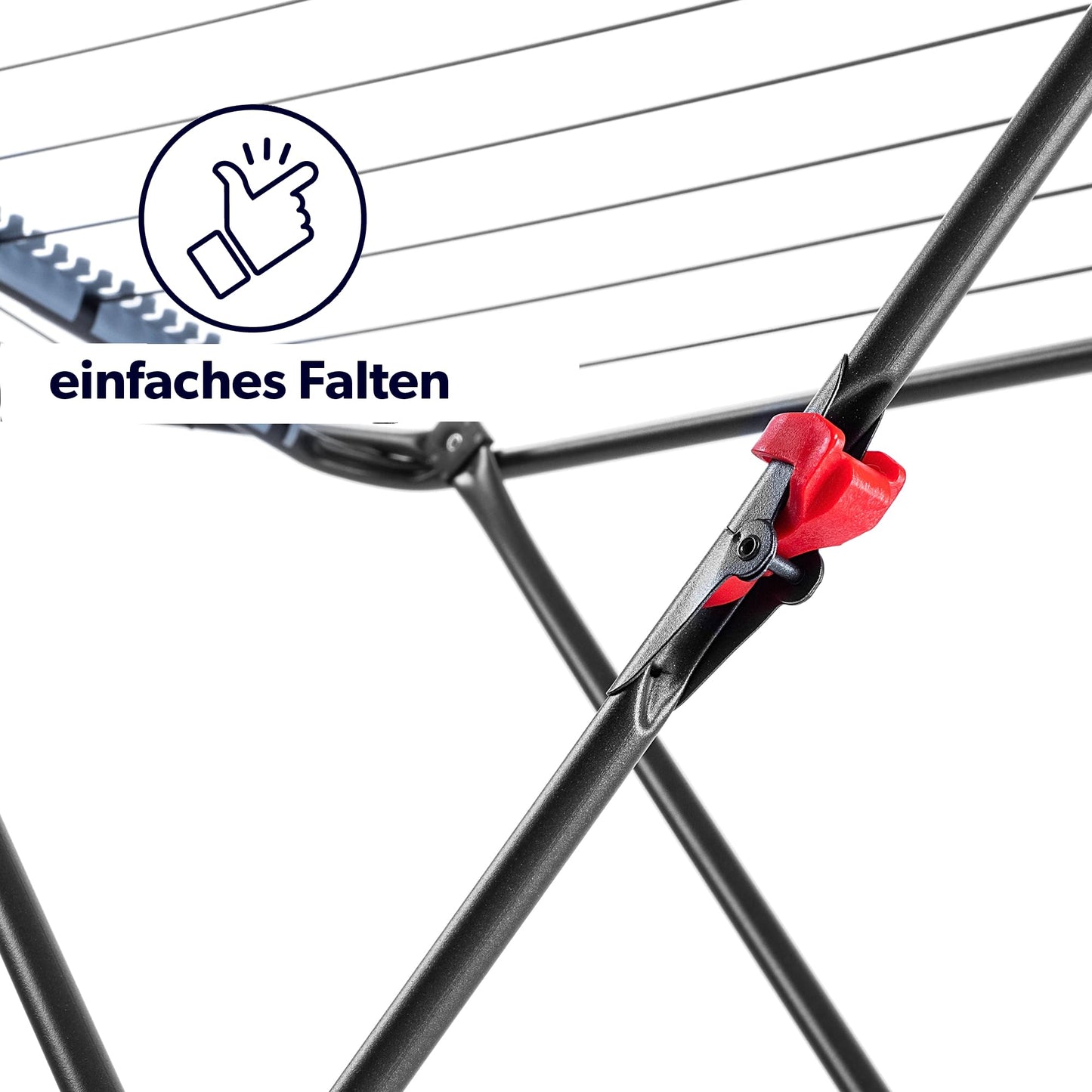 KADAX clothes dryer with 18m drying area in anthracite color, with wheels & sock hanger. Ideal for apartment balcony & garden, foldable wing dryer with non-slip feet, space-saving, Made in EU.