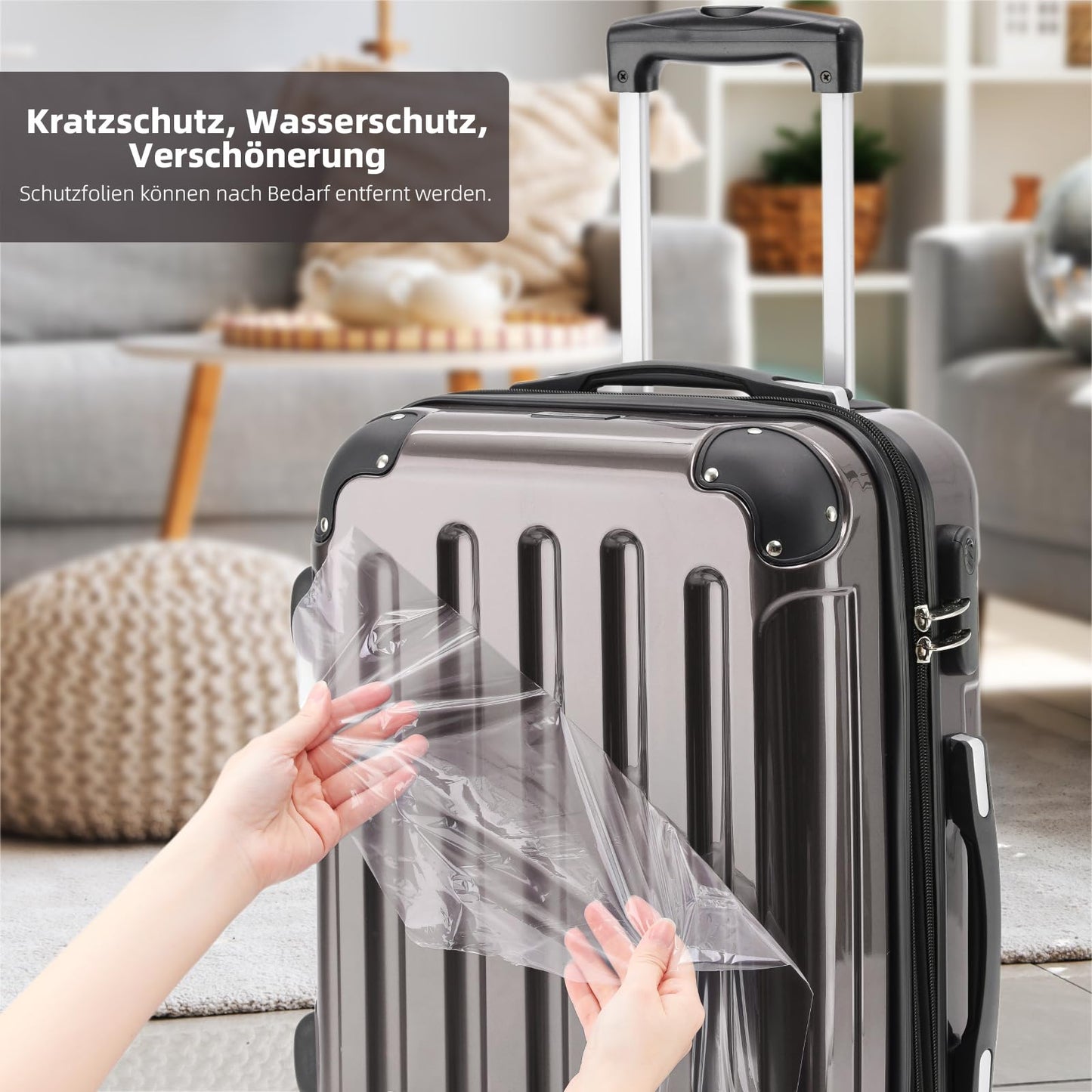 BEIBYE Twin Rolls 2048 Hard Shell Trolley Suitcase Travel Bag Luggage in M-L-XL Set (Coffee, XL)