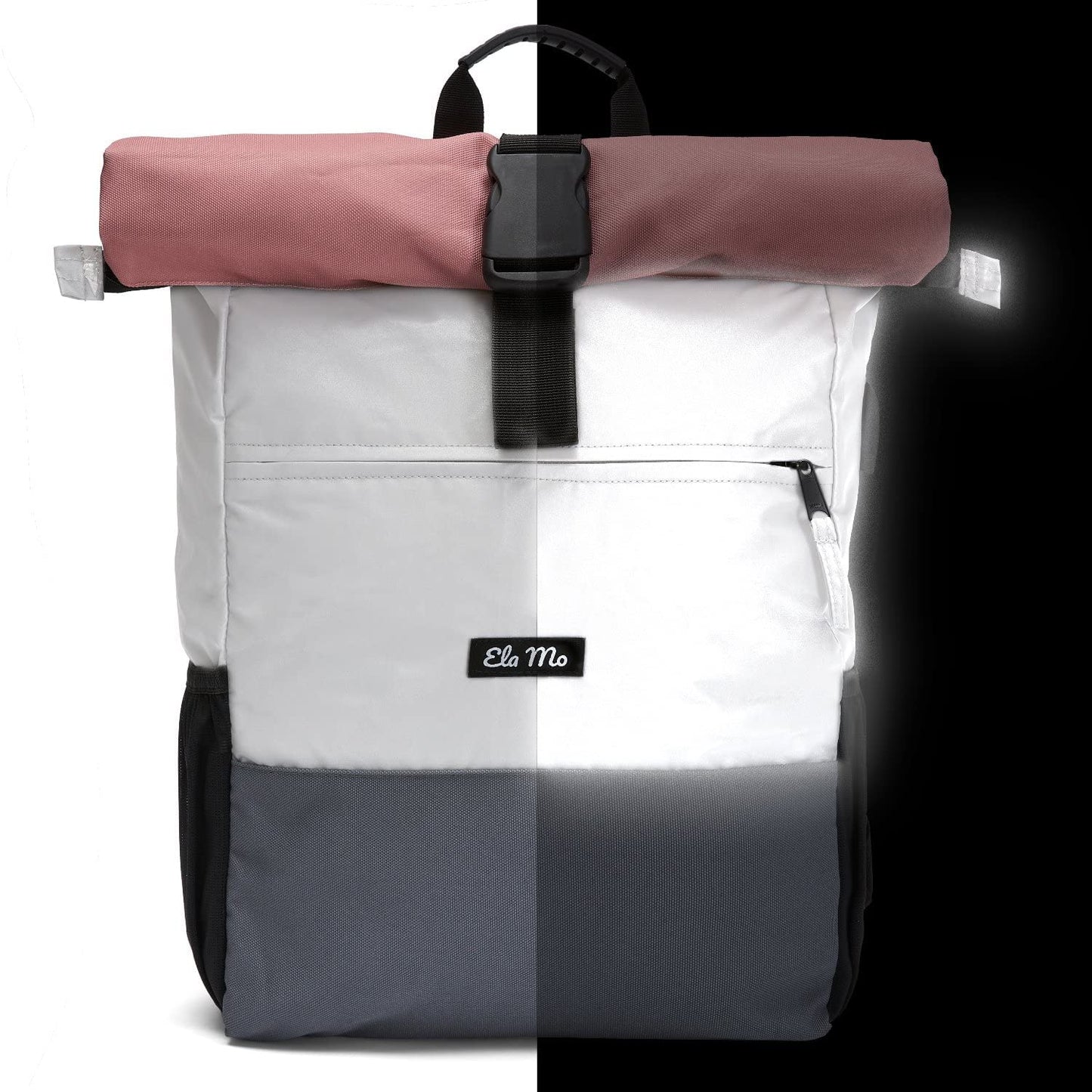 Ela Mo women's backpack - rolltop design - laptop backpack for women - anti-theft bag for school, college, business (Peach)