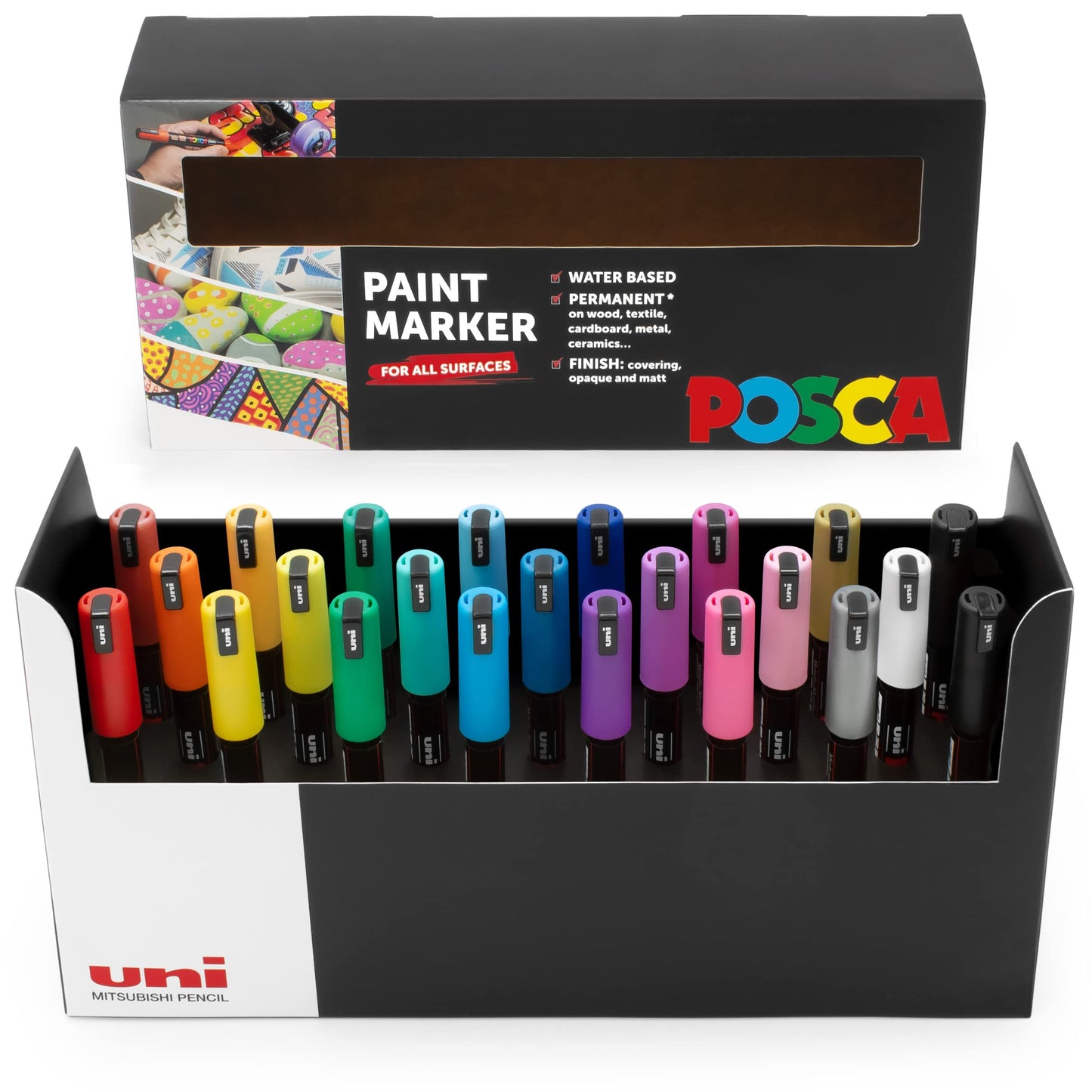 Posca paint markers, art pens, 1.8-2.5 mm, desk gift set (PC-1MR desk set, 23 pieces)