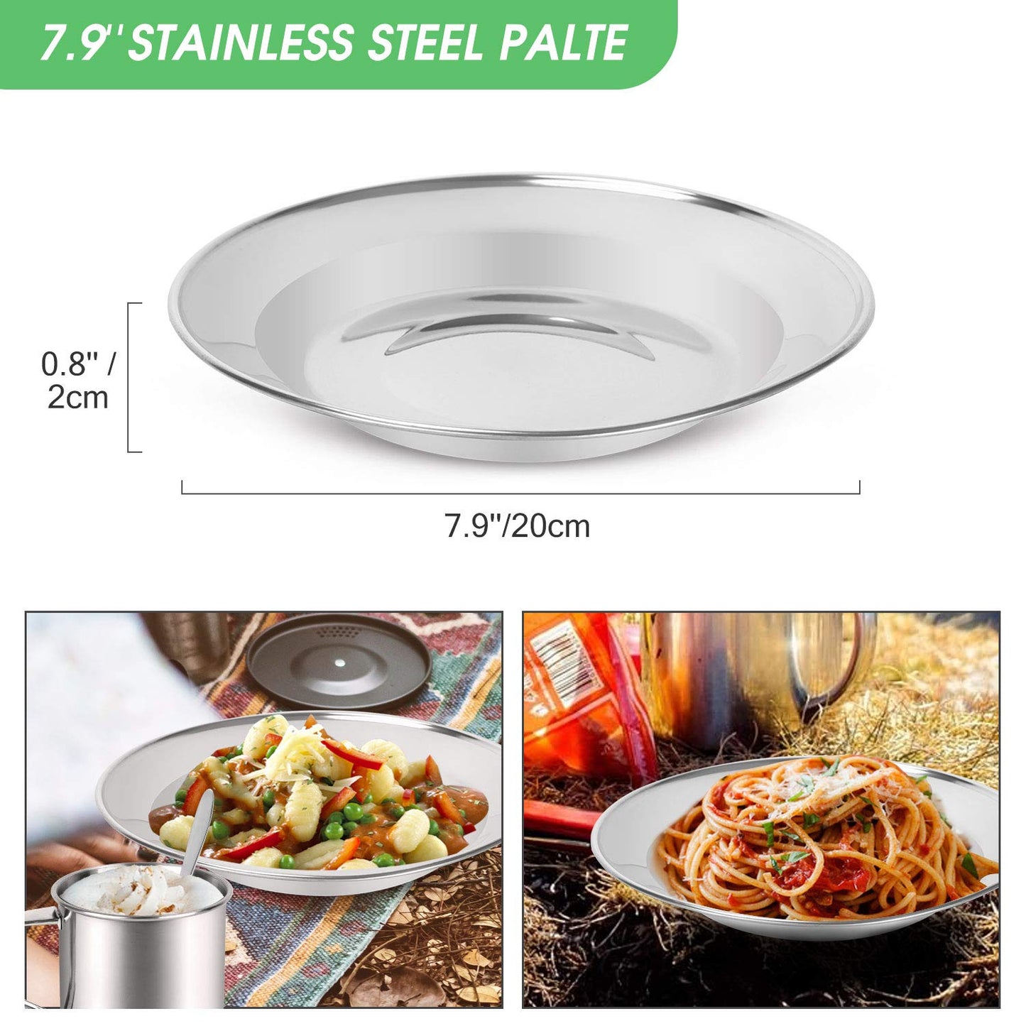 Odoland Camping Cutlery Set, outdoor utensils made of stainless steel for 2 people. Foldable utensils with plate and cup. Ideal for outdoor cooking, traveling, hiking, and camping.