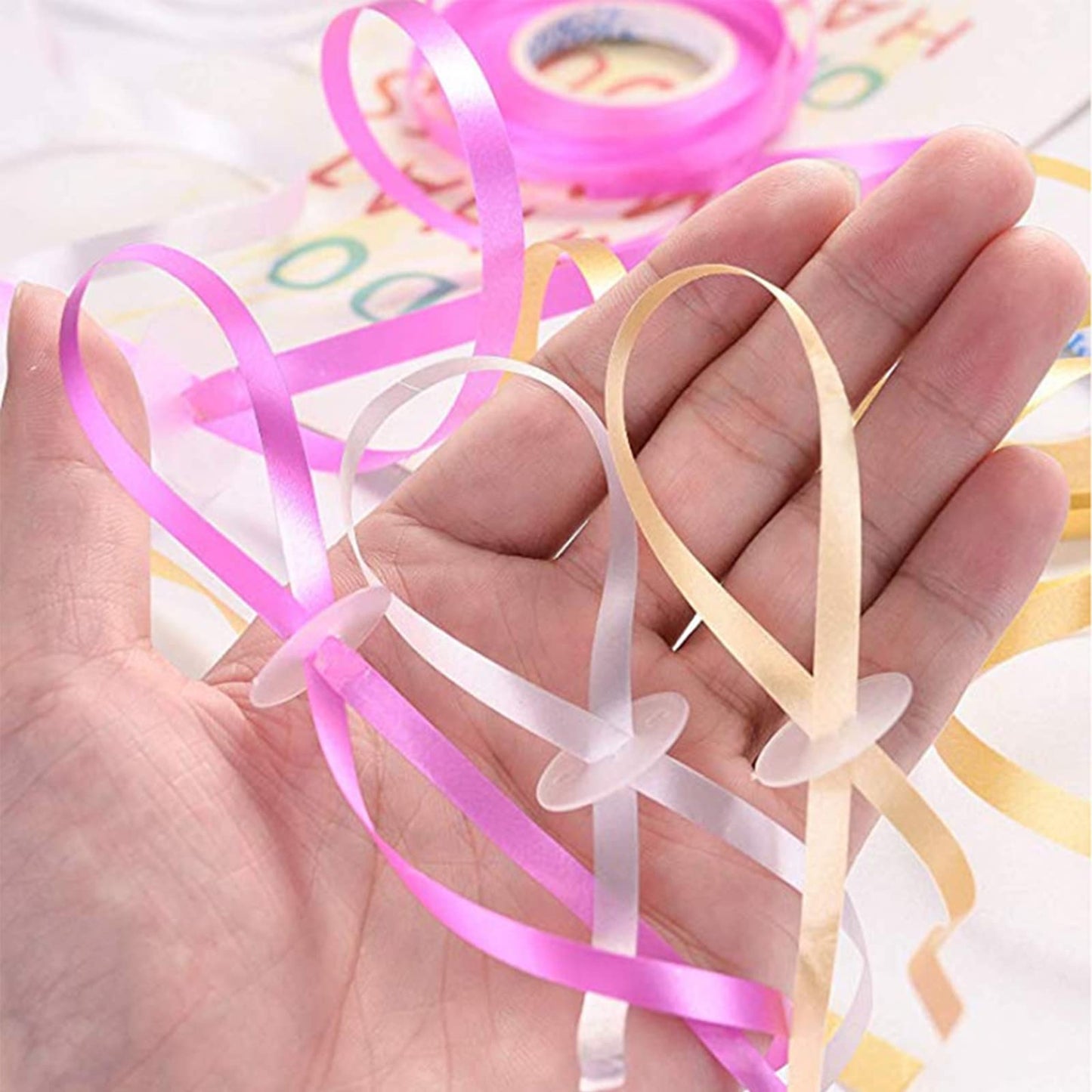 GoldRock Balloon Clips with Helium and String for Balloons, 50 Pieces Gold Balloon Ribbon, Balloon Closures, Balloon Strings, String for Hanging Balloons for Wedding, Birthday, Party
