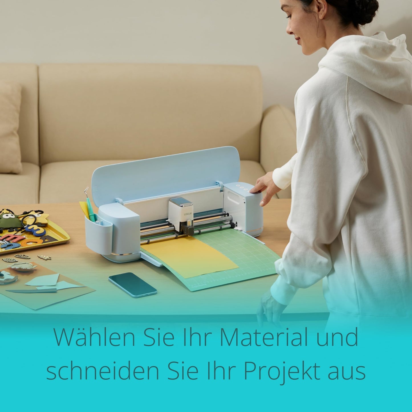 LOKLiK iCraft Plotter Machine - Cutting machine for personalizing textiles, mugs, bags, stickers, and decorations. Compatible with flex film, paper, leather, cardboard, and more. (White)