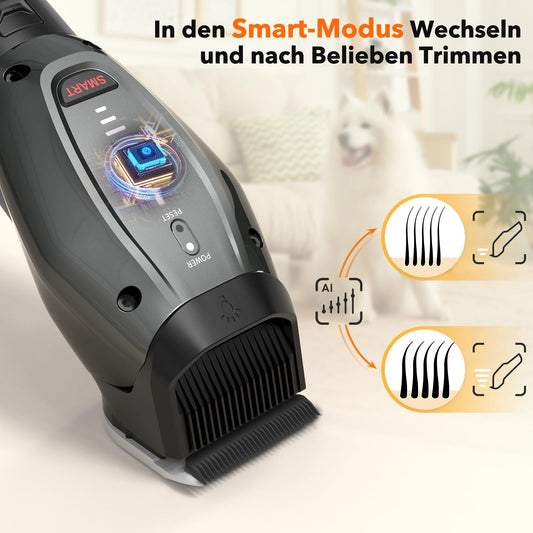Dog grooming clipper - Intelligent Quiet Clipper, Three Modes Hair Trimmer for Dog and Cat with Long Battery Life, Rechargeable Cordless Pet Hair Clipper with Patented Cutting Head.