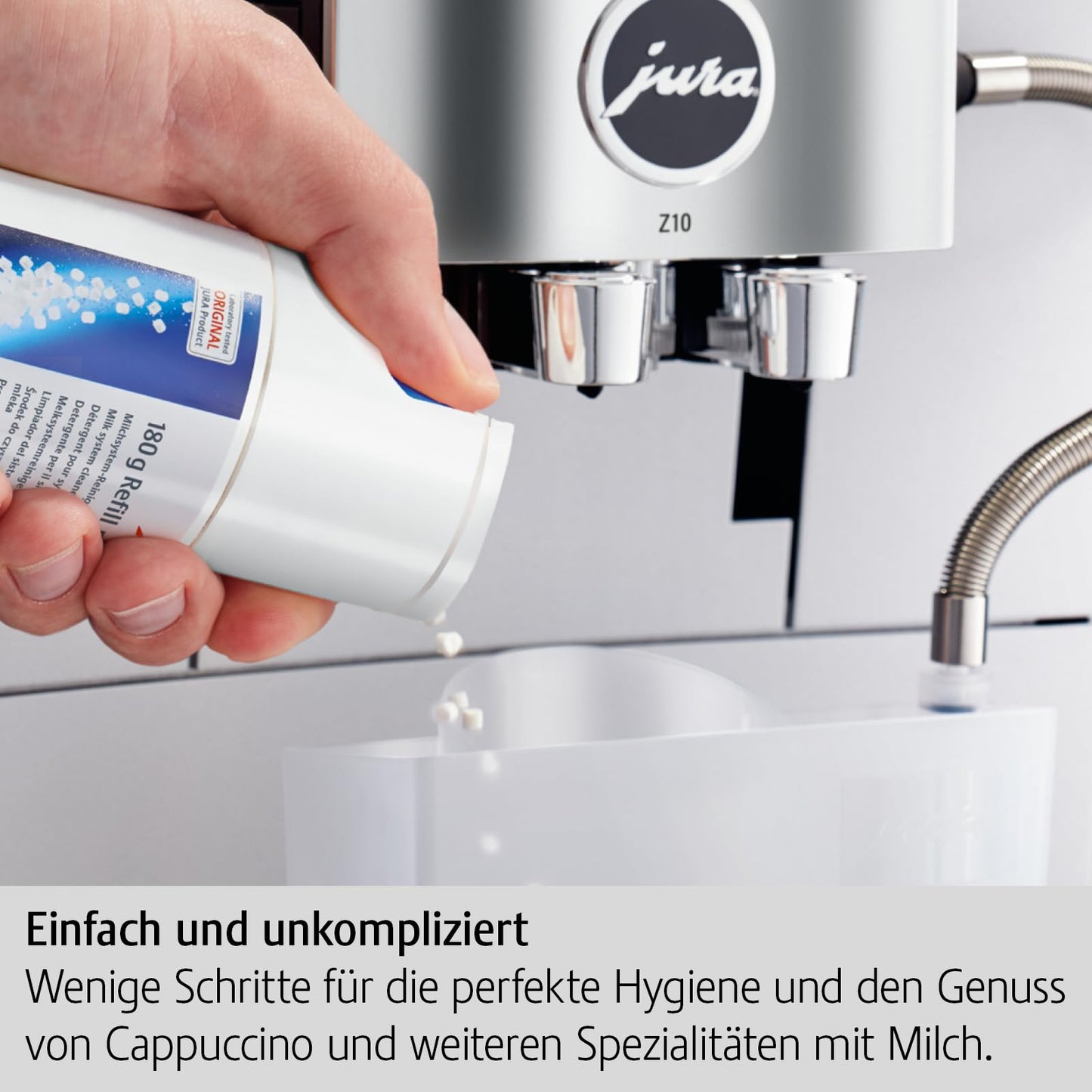 JURA original - Mini-Tabs for milk system cleaning for 60 cleanings - TÜV-certified hygiene - 180g refill bottle - 24212, white