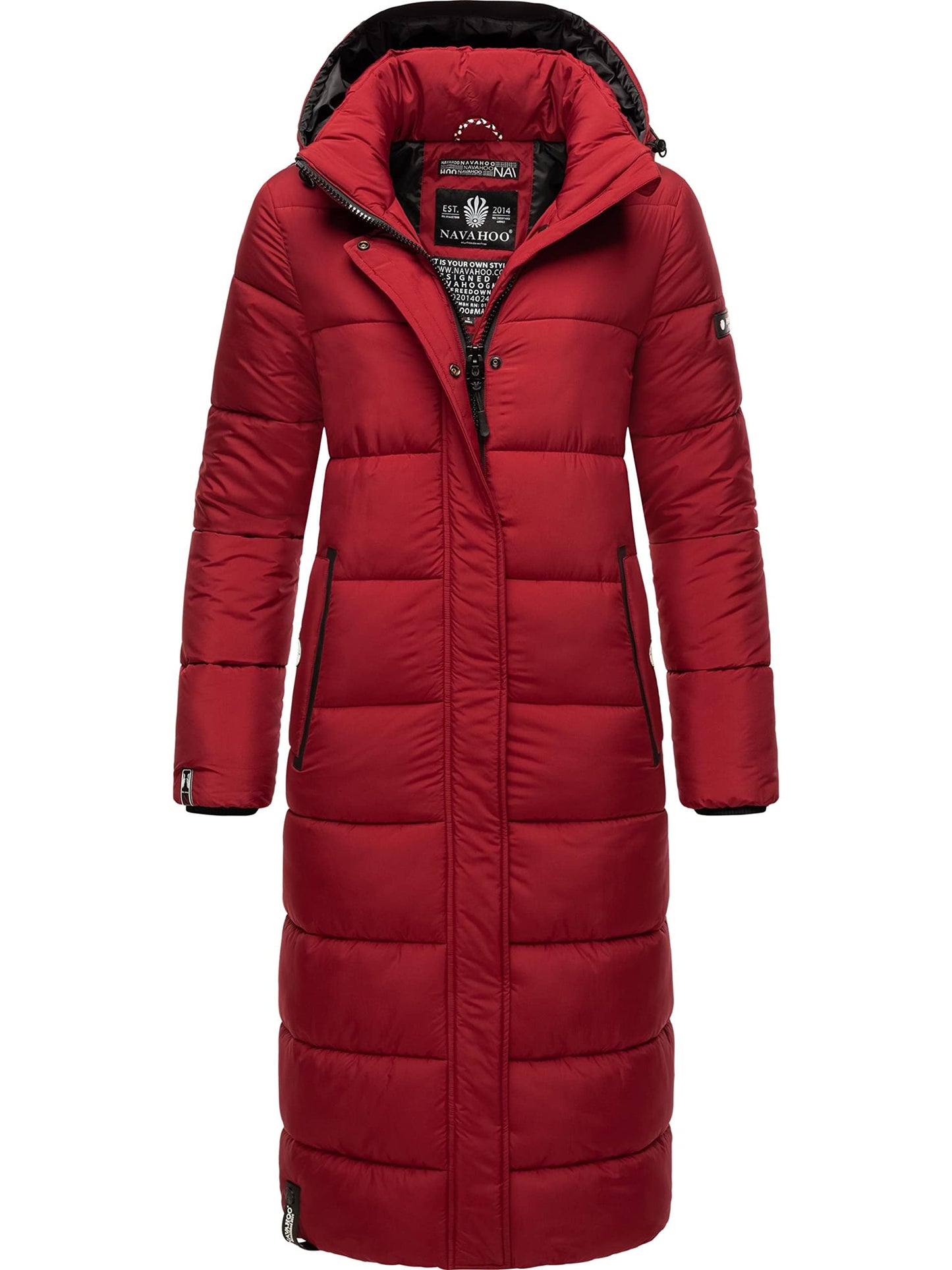 Navahoo women's winter coat Warm quilted coat long with detachable hood Isalie Dark Red size XS