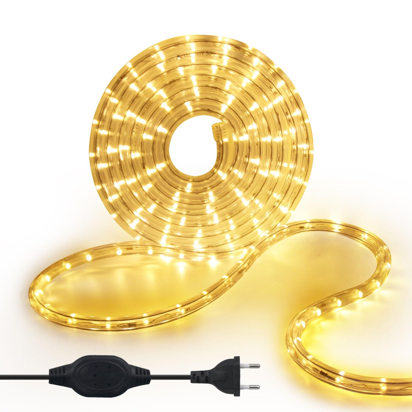 KISUFU 5M LED Strip Rope Lights, 220V LED Light Tube Outdoor, 240 LEDs/m Indoor Warm White LED Fairy Lights for Garden Decoration, Outdoor LED Lights Waterproof LED Tube