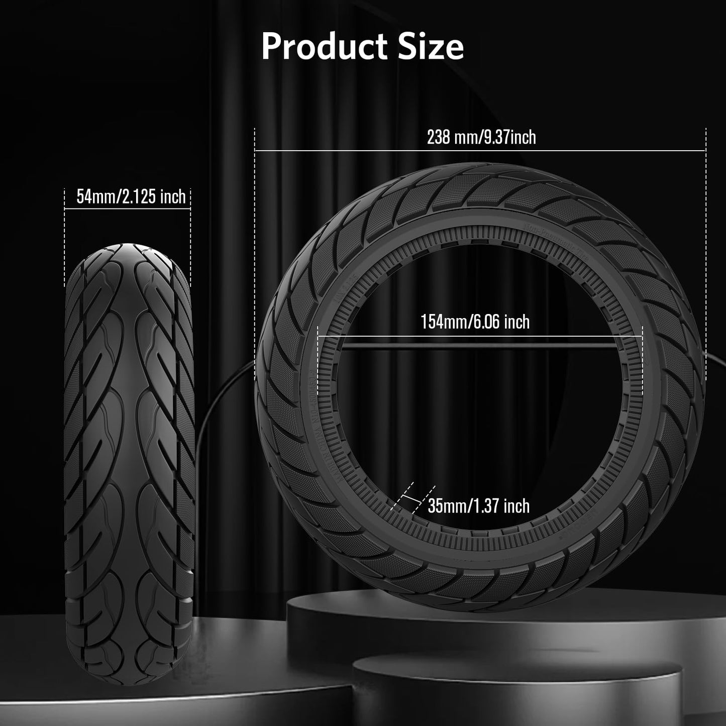 OUXI 10x2.125 inch Solid Replacement Tire with 1 Installation Tool for Electric Scooters Full Rubber Tyre, 10x2.125 inch Replacement Wheels, Full Rubber Tyre, High Elasticity Electric Scooter Tire