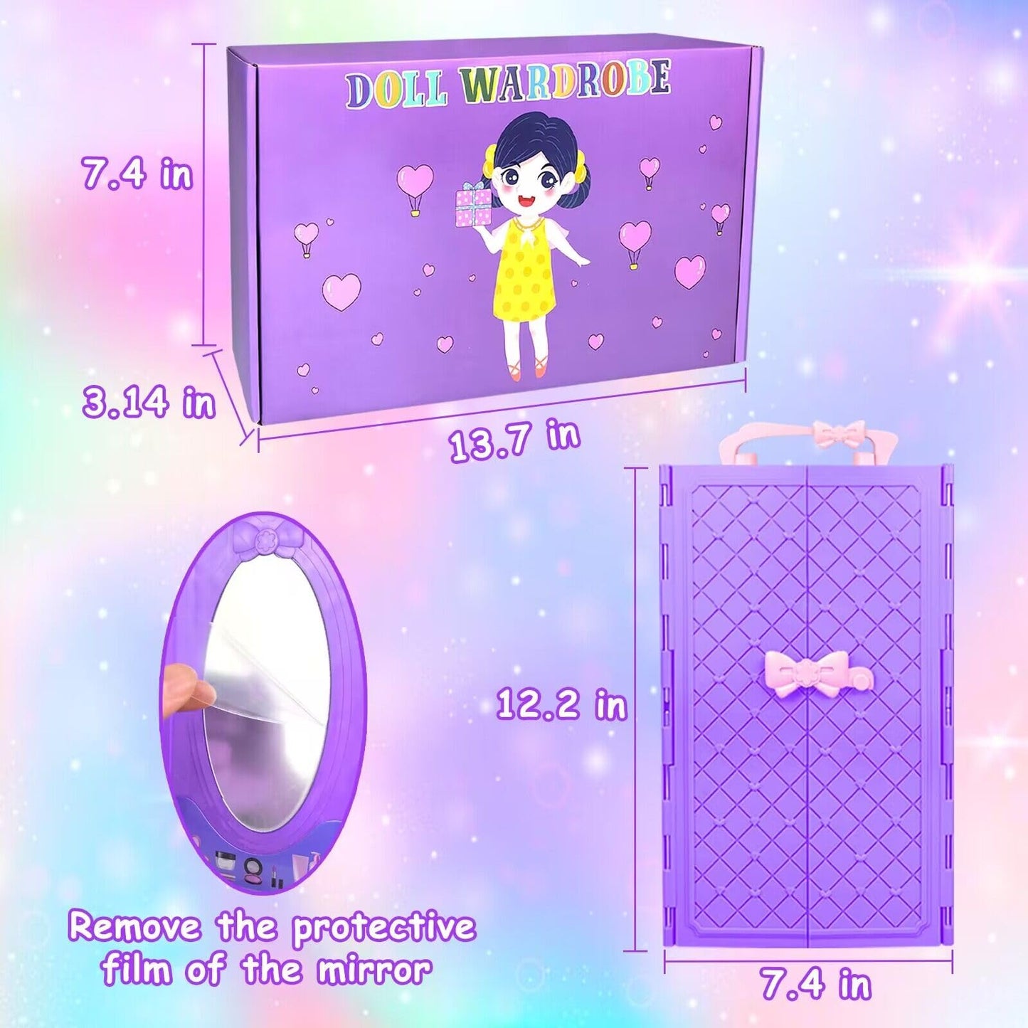 75 pieces of clothing for dolls wardrobe Clothes Jewelry Accessories for 11.5 inch doll Girl doll Dresses with wedding gown Tops Pants Shoes Hangers Bags Gift Toy for girls