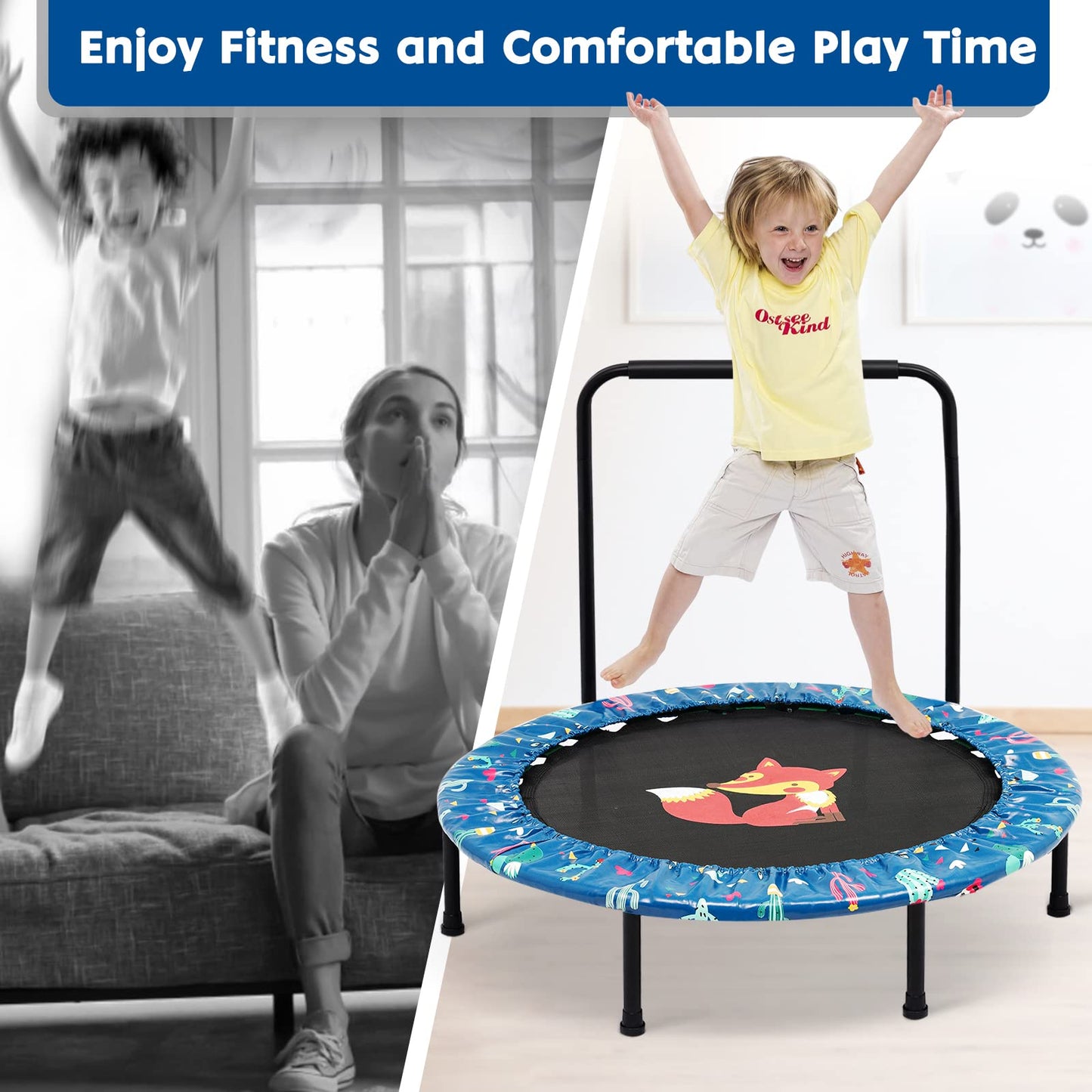 HOMCENT Kids Trampoline, 96 cm Mini Trampoline for Kids Indoor Outdoor Jumping Garden Trampolines