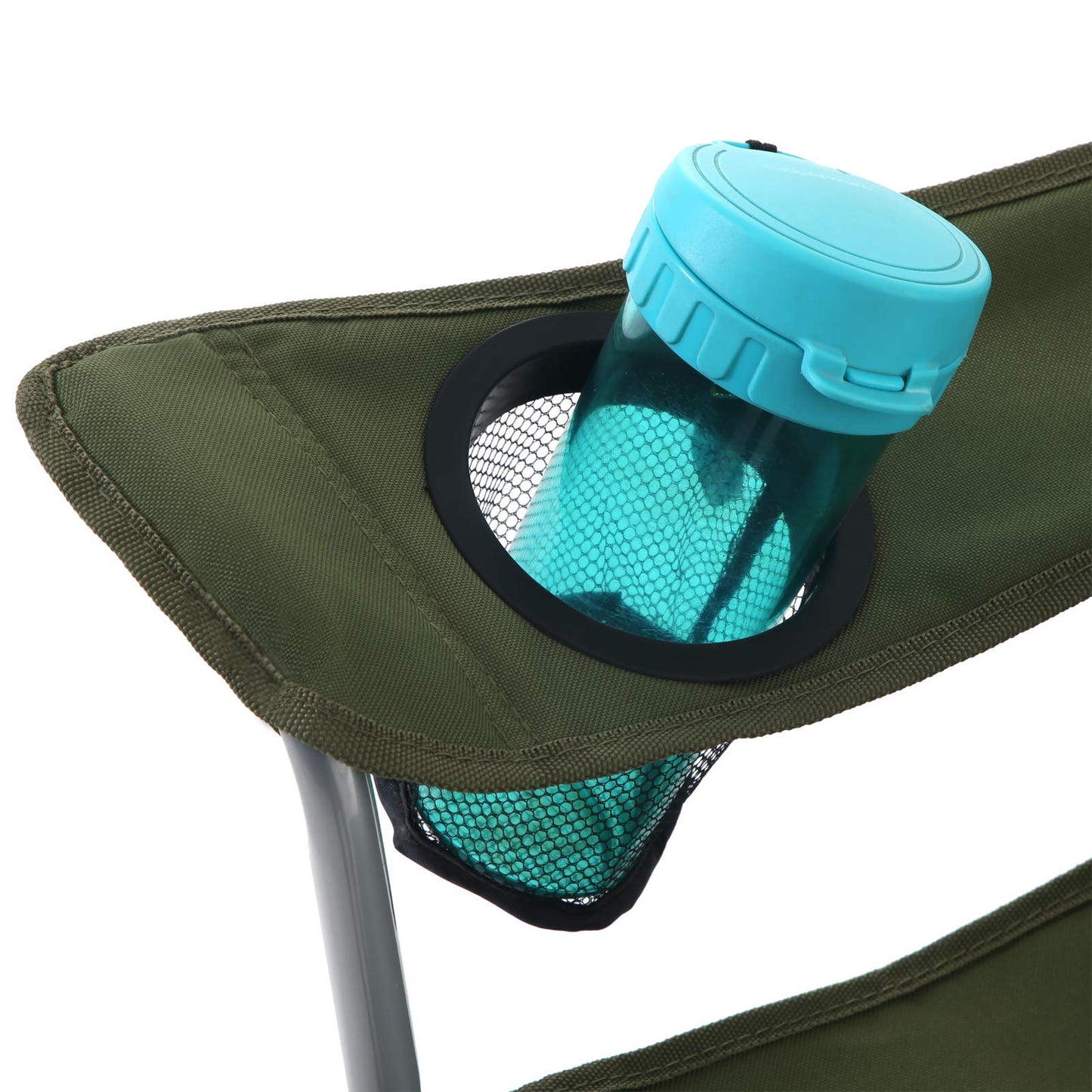 SONGMICS Camping Chair, Set of 2, Folding Chair, Outdoor Chair with Armrests, Headrest, and Drink Holders, Metal Frame, Supports up to 150 kg, Green GCB09AG02.