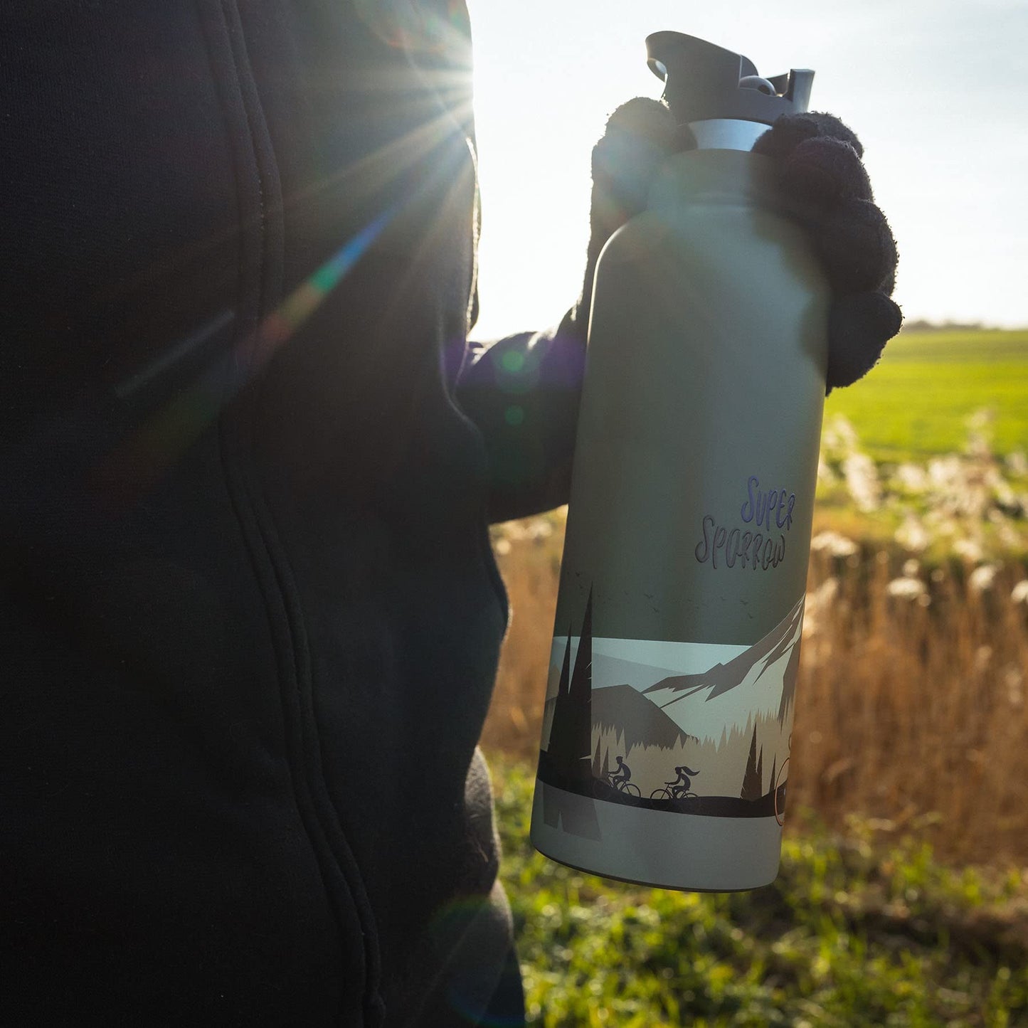 Super Sparrow Stainless Steel Water Bottle - Lightweight Insulated Tumbler - 500ml - Standard Mouth Straw Lid - BPA-Free Thermos, Flask for Sports, Travel, School, Outdoor