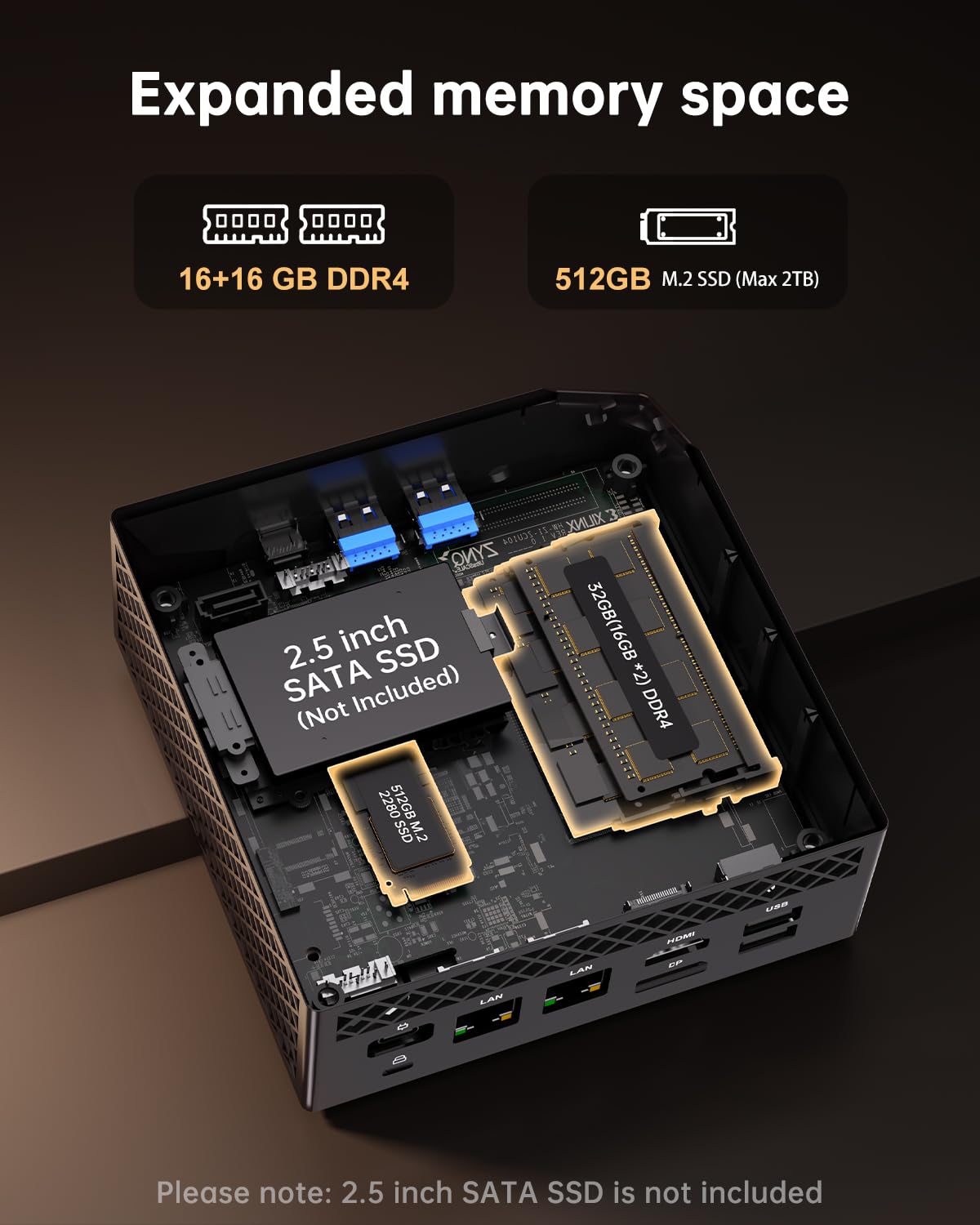The NiPoGi AM06 PRO Mini PC features AMD Ryzen 7 5825U processor (8C/16T, up to 4.5 GHz), 32GB DDR4 RAM, 512GB M.2 SSD, WiFi 6, RJ45 Dual LAN, 4K Triple Display support. Perfect for school/office/HTPC with VESA mount.