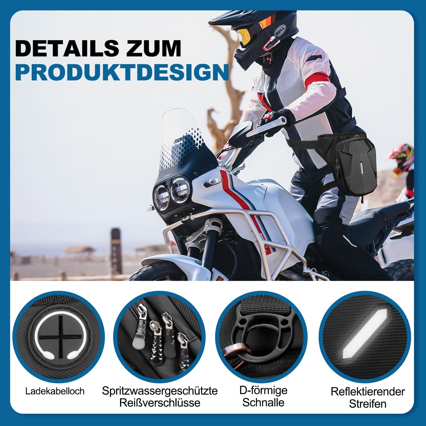 ISEYOU leg bag motorcycle, thigh bag for men and women, leg bag with detachable leg straps multifunctional bag for hiking, camping, climbing, running, sports, and work. Luggage rolls.