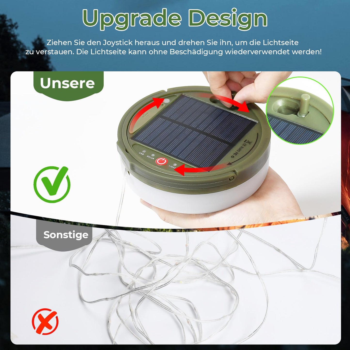 10m Solar Camping String Lights, Warm White+RGB Camping String Lights, Solar&USB Charging, 13 Modes Outdoor Camping Lamp with Remote Control, 130 LEDs Portable Camping Lights for Camping.