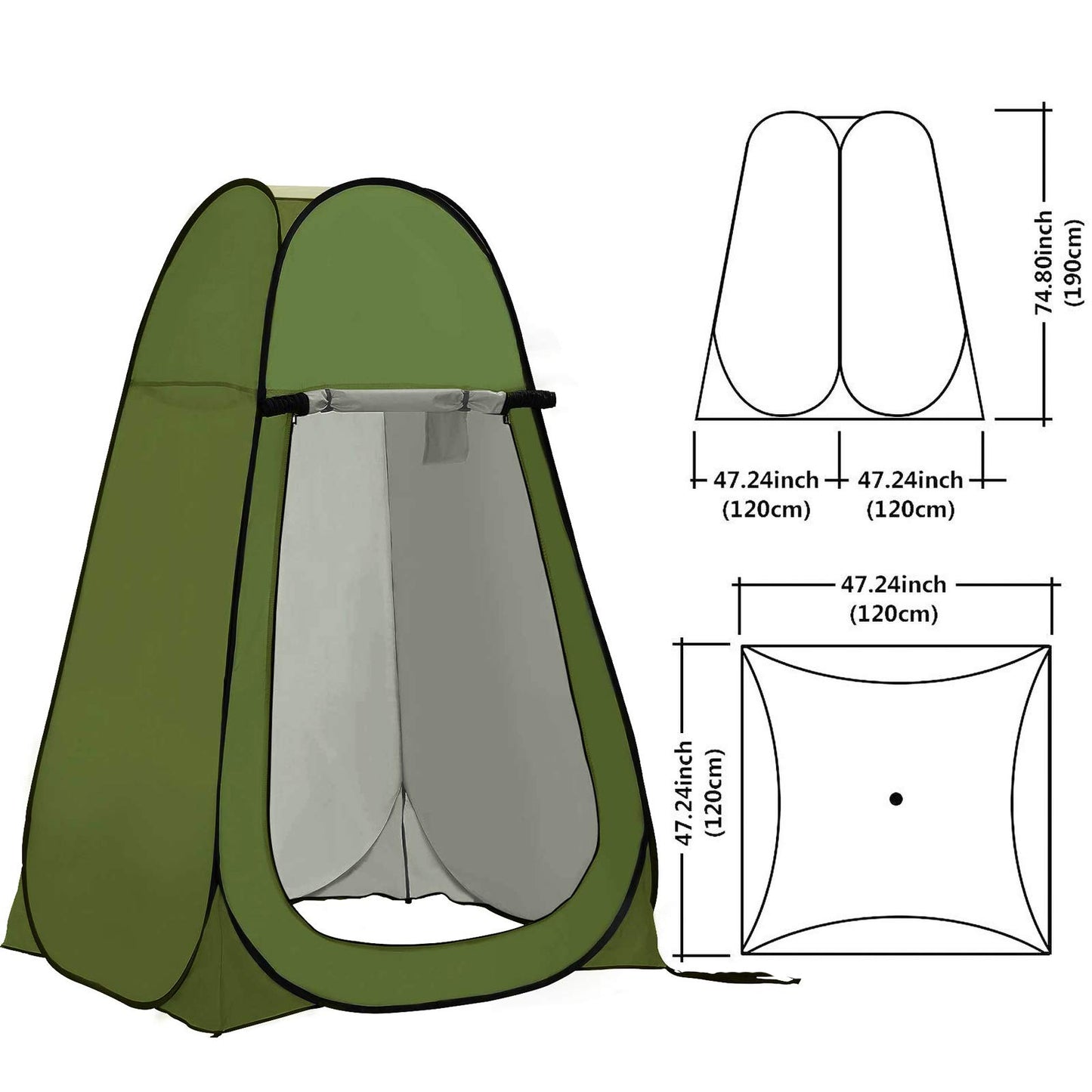 Pop-up throw tent for camping outdoors. Ultralight, portable, and private shelter tent.