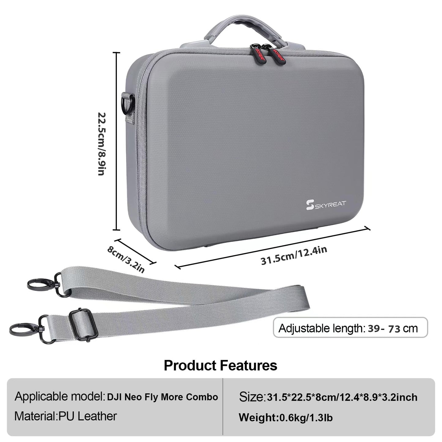 SKYREAT Neo Bag, Portable Storage Bag, Portable PU Travel Bag for DJI Neo Fly More Combo Drone and RC-N3 Remote Control Accessories