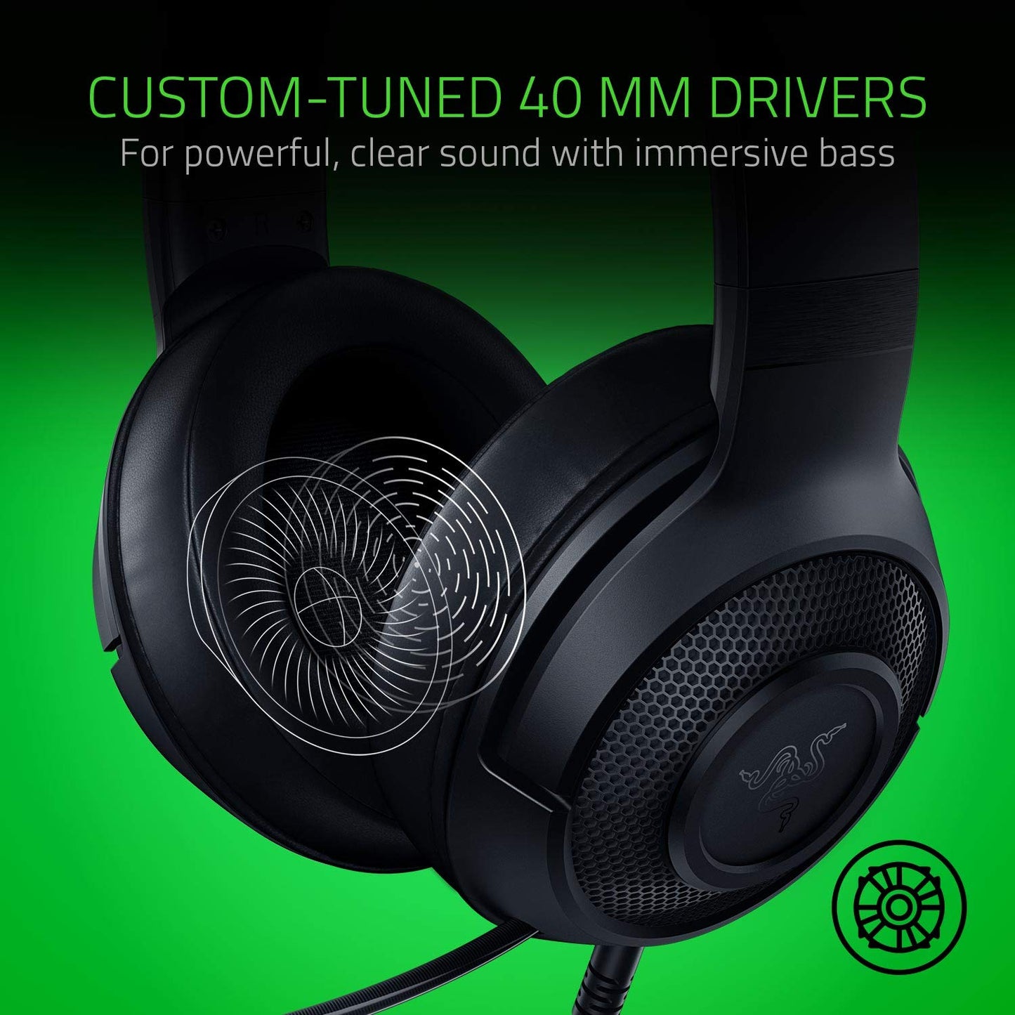 Razer Kraken X Lite - Wired ultra-light PC gaming headset - Surround sound - Bendable cardioid microphone (230g lightweight, 3.5mm jack for PS4, PS5, Switch, Xbox One, Xbox Series X|S) Black