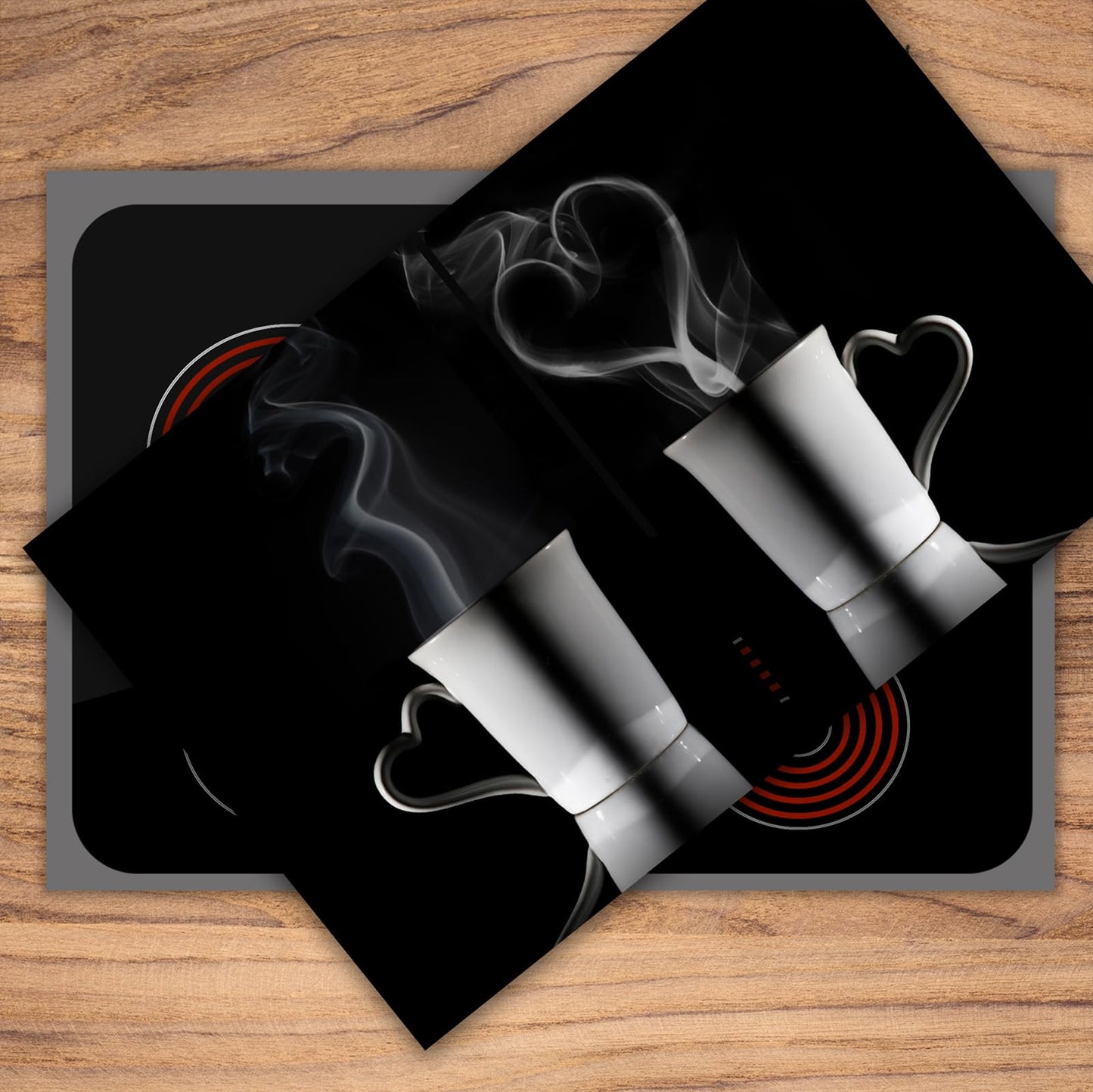 SMTDeco stove cover glass ceramic hob cover hob cover hob plate covers induction hob 2 x 40x52 cm two-piece coffee black