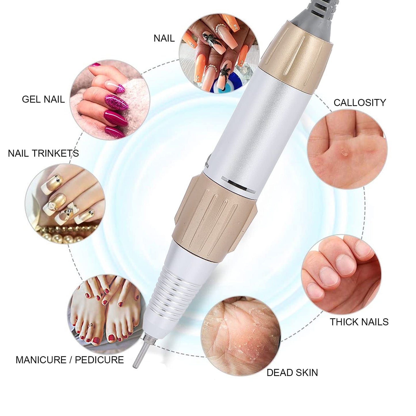 35000 RPM Electric Nail Drill, Nail Drill Replacement Handle Handpiece, Manicure Pedicure Machine Polishing Tool for Acrylic Nails, Low Noise Nail Art Tool for Salon and Home Use