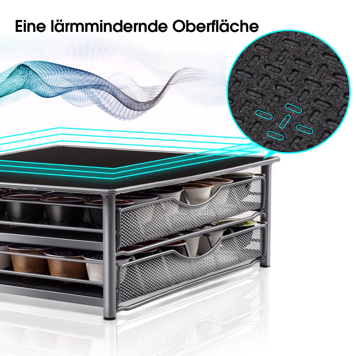 Masthome Coffee Capsule Holder, 2-Tier Coffee Capsule Drawer for storing Dolce Gusto capsules, Capsule Organizer Stand Capacity 72 with Non-Slip Surface - Includes 1 Cleaning Cloth.