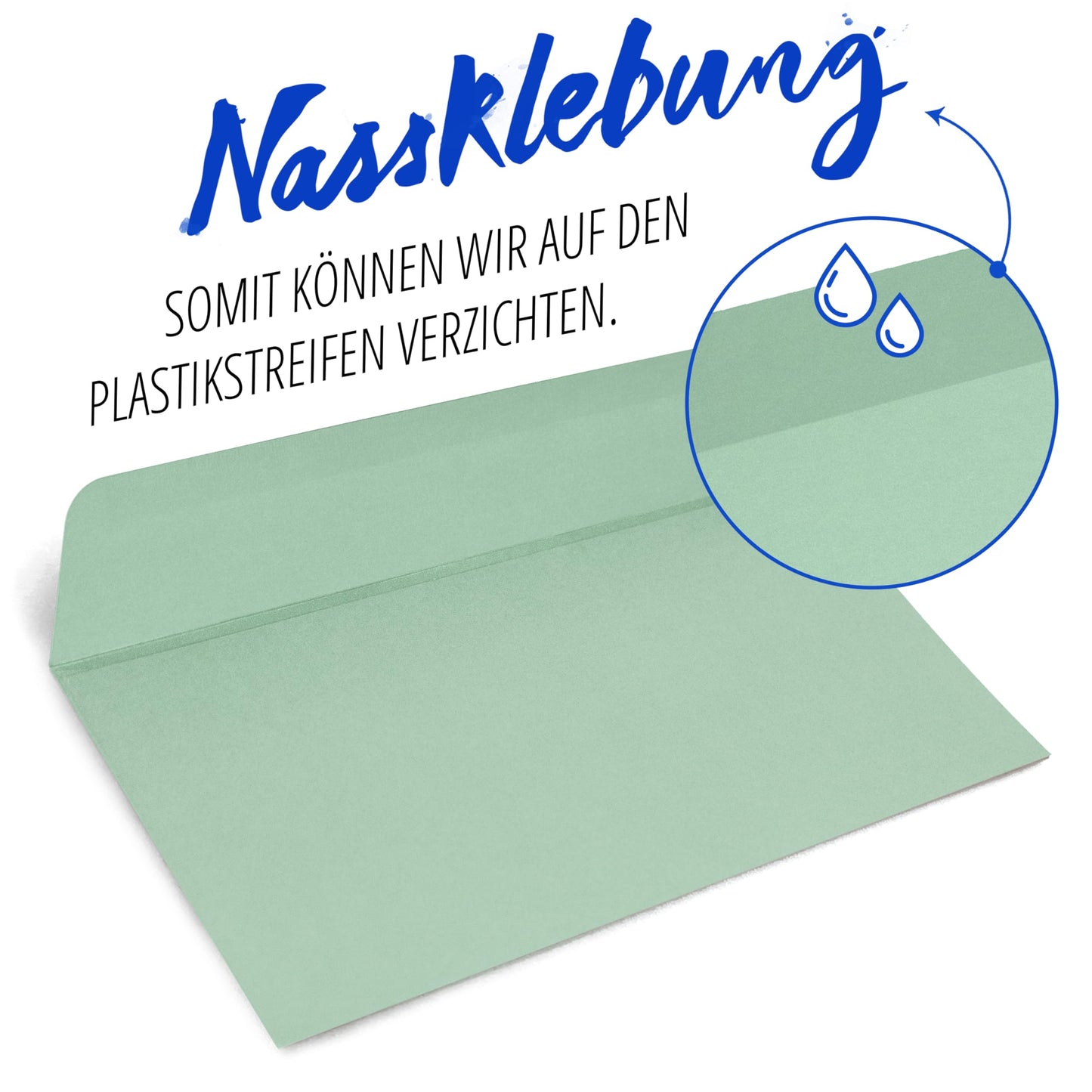Japun - Paper envelopes (100 pcs), made of paper, without window - DL size - 220 x 110 mm - green.