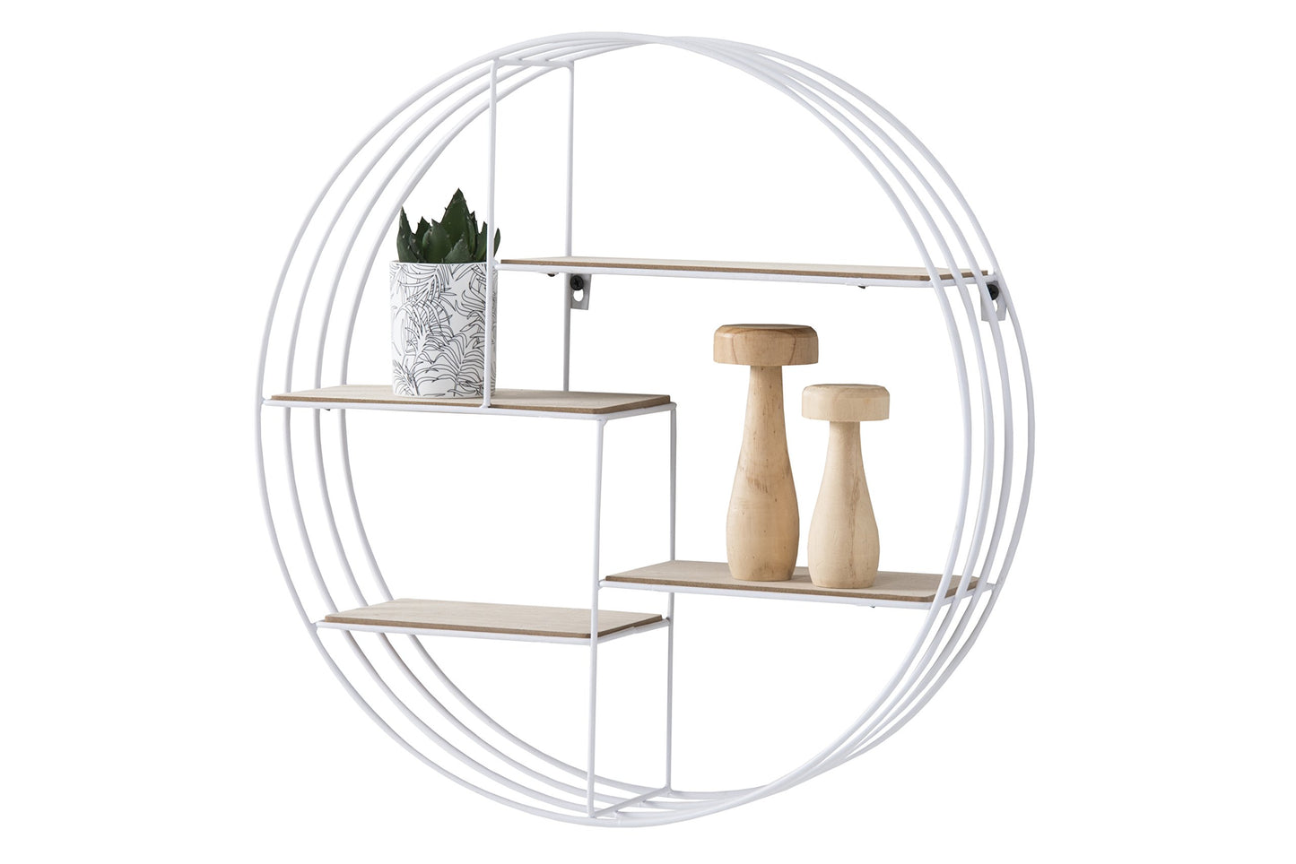 AC Design Furniture Nadine Round Metal Wall Shelf White with 4 Shelves, Small Wall Decor, White Floating Shelf, Hanging Shelf in Industrial Style, Ø: 10 x H: 45 cm, 72166