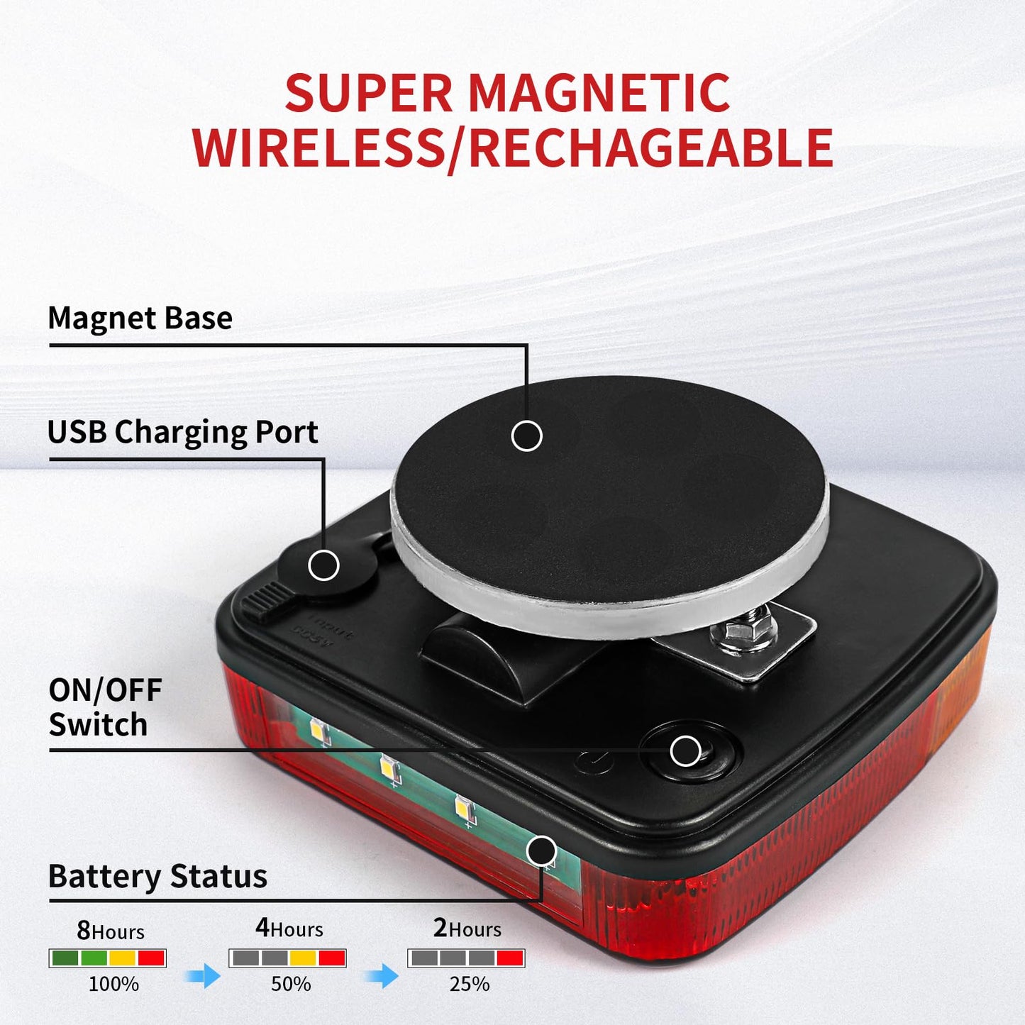 AOHEWEI Wireless Lighting LED Set, magnetic trailer taillights wireless 12V, truck rear ECE EMC certified for trailers, trucks, caravans or trucks.