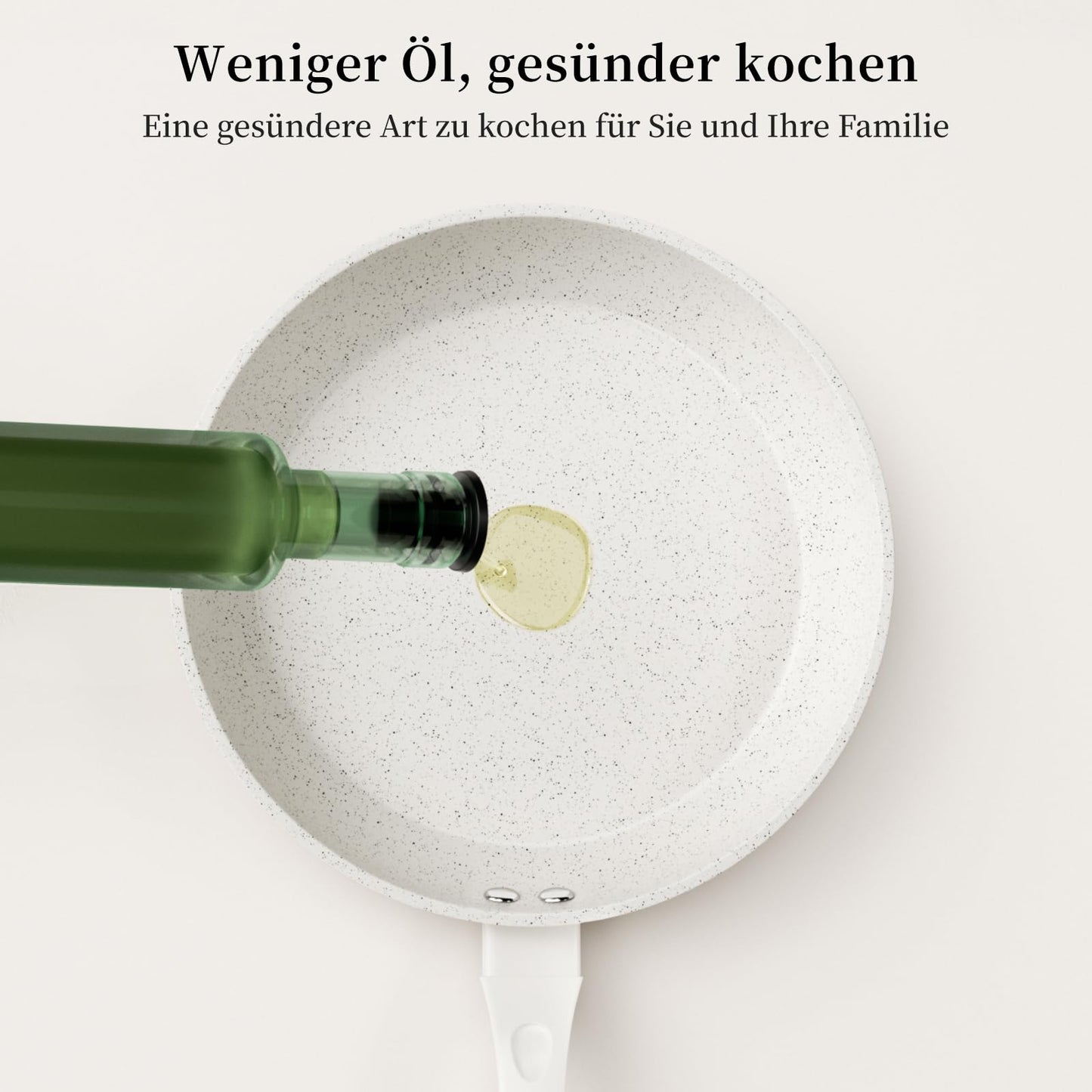 Innerwell 28cm non-stick frying pan with ceramic coating, induction compatible. Professional quality, ideal for omelettes and healthy cooking. Oven and dishwasher safe, white color, PFOA free.