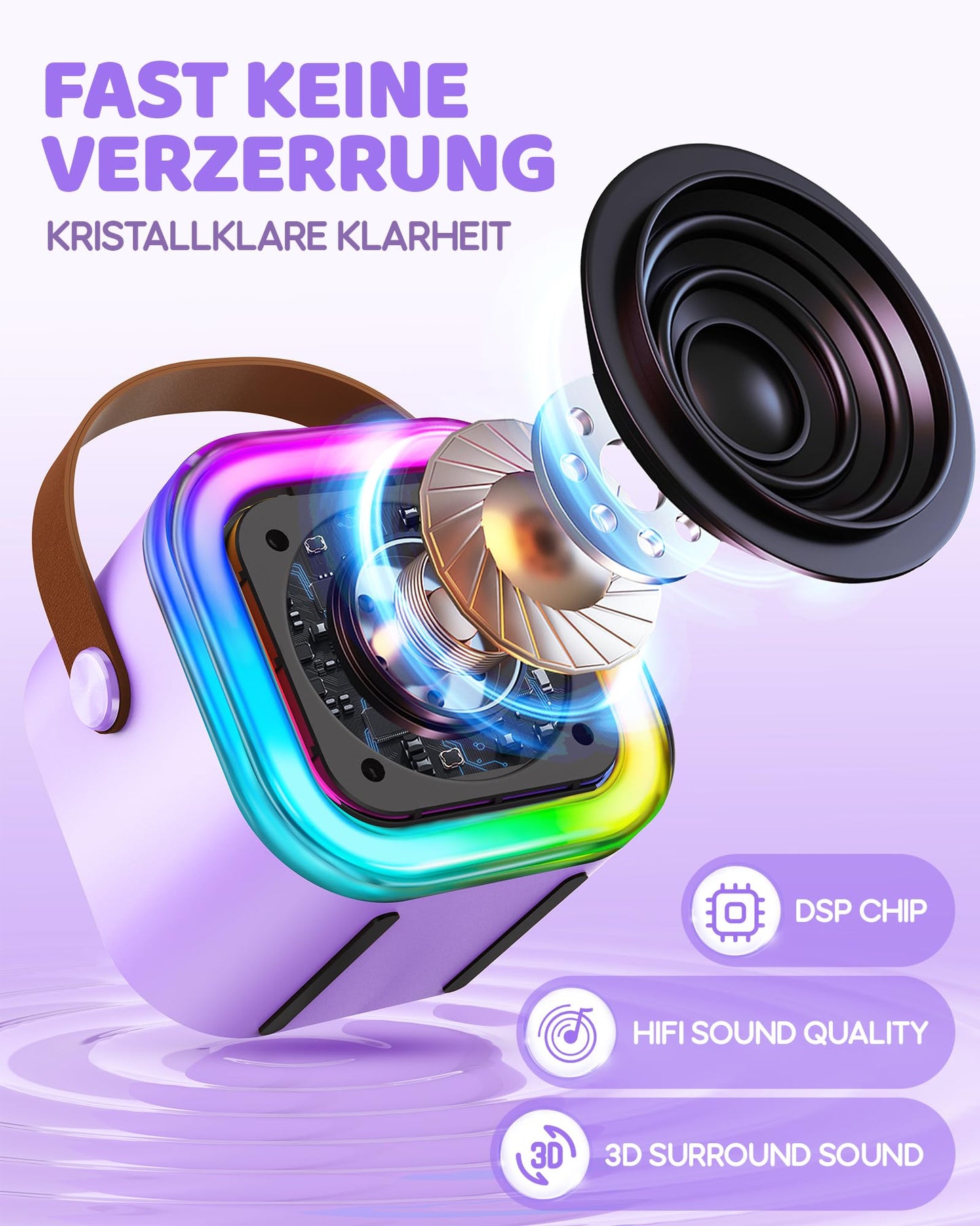 Karaoke Machine for Kids, Gift for Girls 3-12 Years, Karaoke Kids Toy for 3-12 Year Old Girls, Karaoke Machine with 2 Karaoke Microphones for Kids, Purple