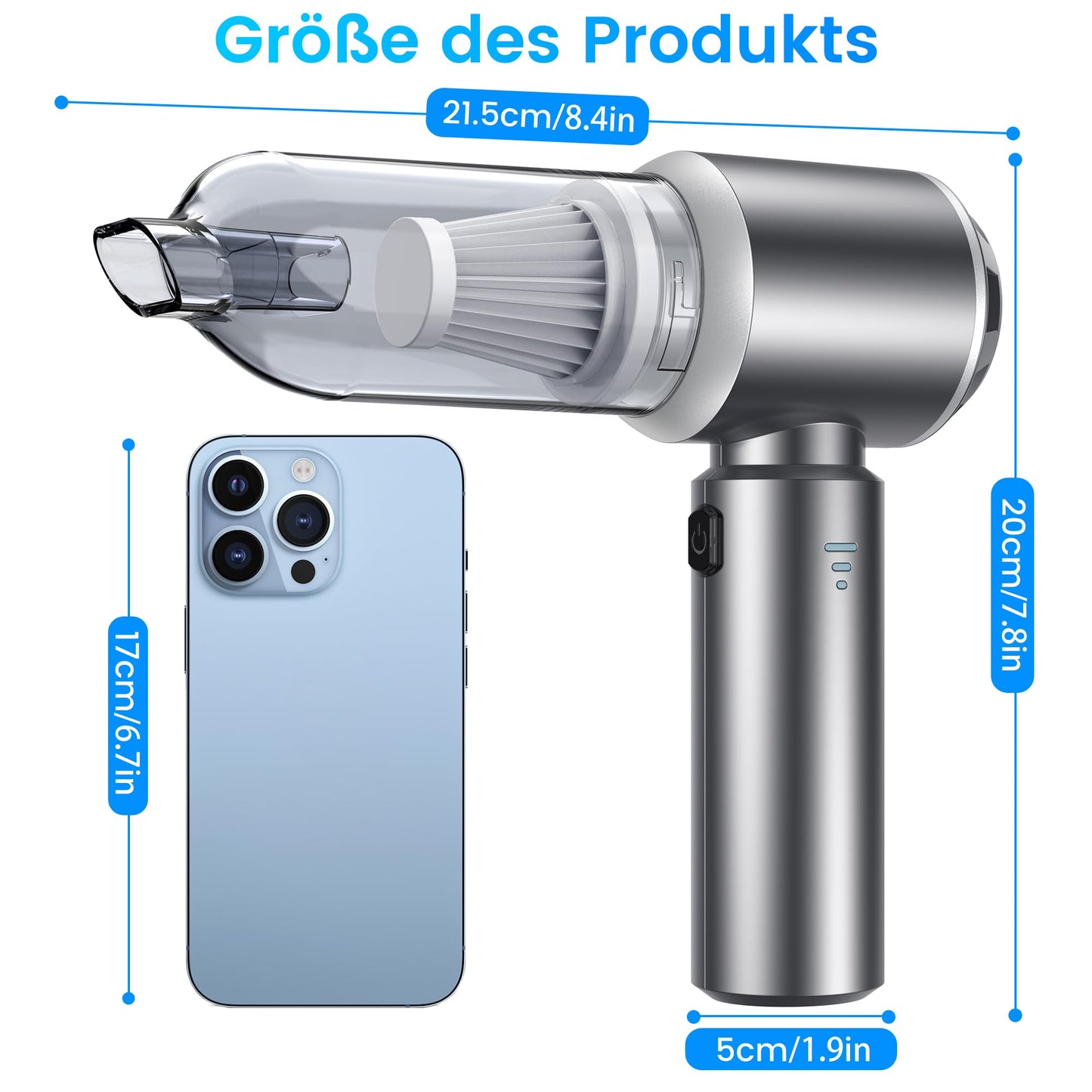 WILLONG Handheld Vacuum Cleaner Cordless, Car Vacuum Cleaner 18000Pa Mini Vacuum Cleaner, Rechargeable Portable Lightweight Auto Vacuum Cleaner Strong, for Car, Office, Kitchen, Pet Hair