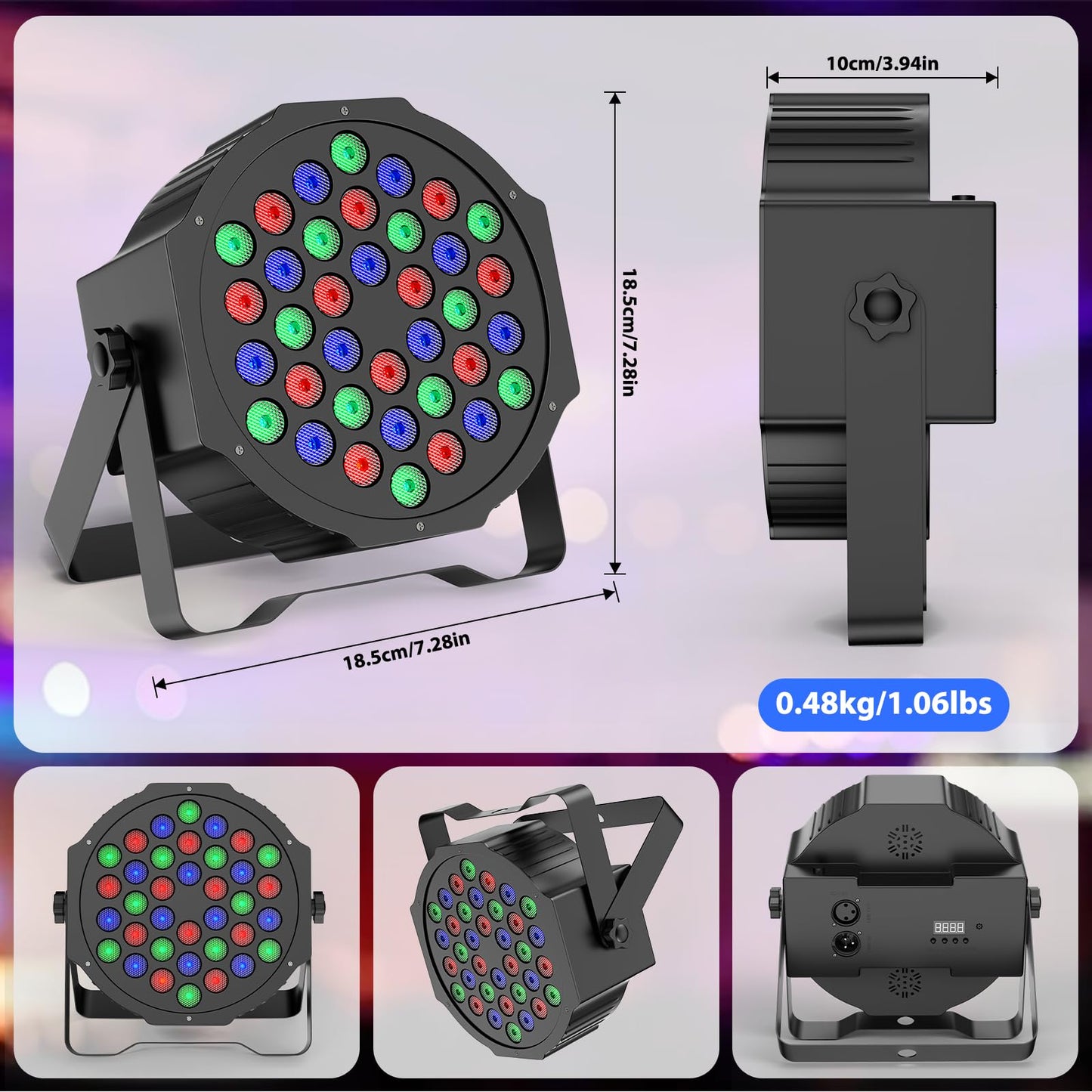 8 pieces LED par light 36 RGB disco light with remote control DMX512 stage lights Auto/Sound/Master-slave DJ light for party bar band concert Halloween Christmas wedding