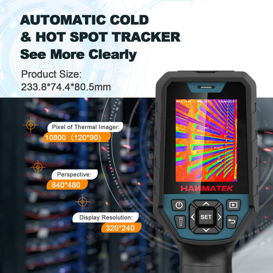 Infrared thermal imaging camera HANMATEK Ti120, resolution of 120 x 90 pixels, temperature range -20°C to +400°C, Professional thermal imaging camera ± 2% accuracy of the measurement value.
