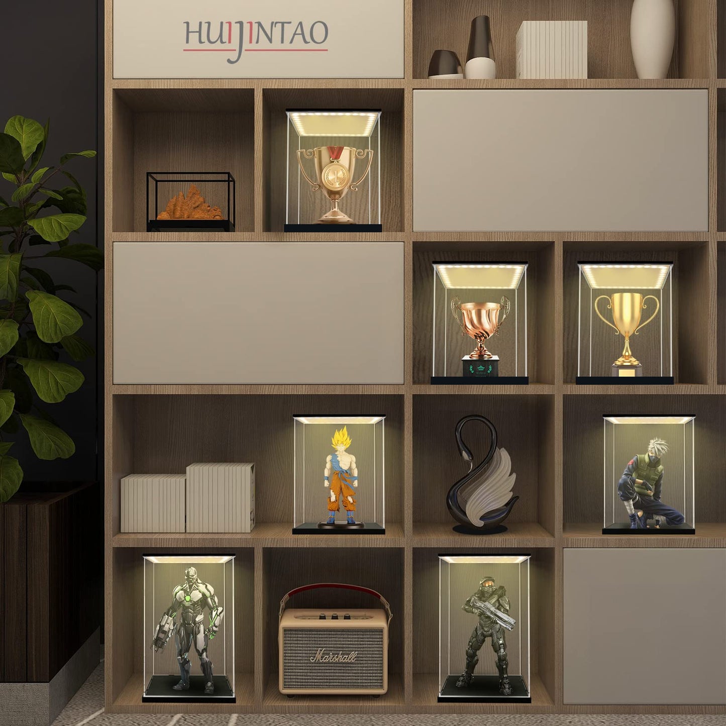 Acrylic showcase / display case for model cars, figures | with LED lighting (15x15x15 cm)