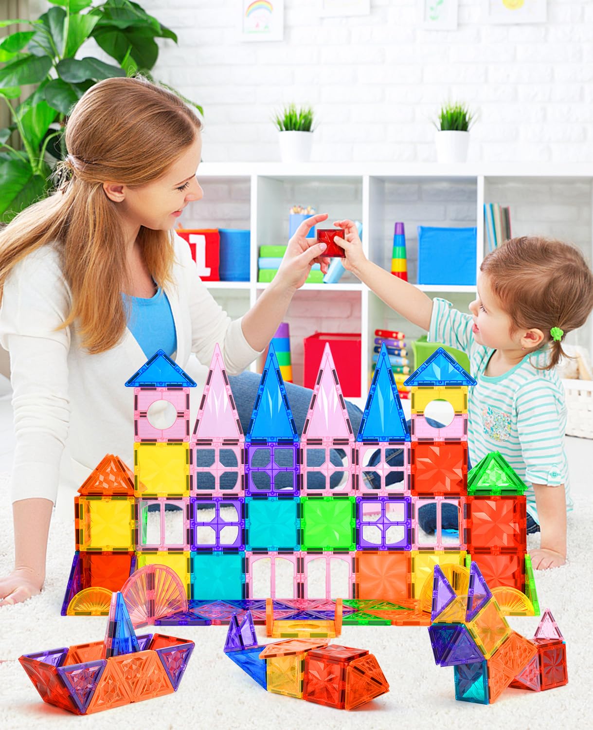 DXJXMAX Magnetic Building Blocks 80 Pieces, Magnetic Toy Magnetic Tiles, Magnetic Building Bricks Kit Kids STEM Creativity Promotion, Children's Games for 3+ Year Old Boys and Girls