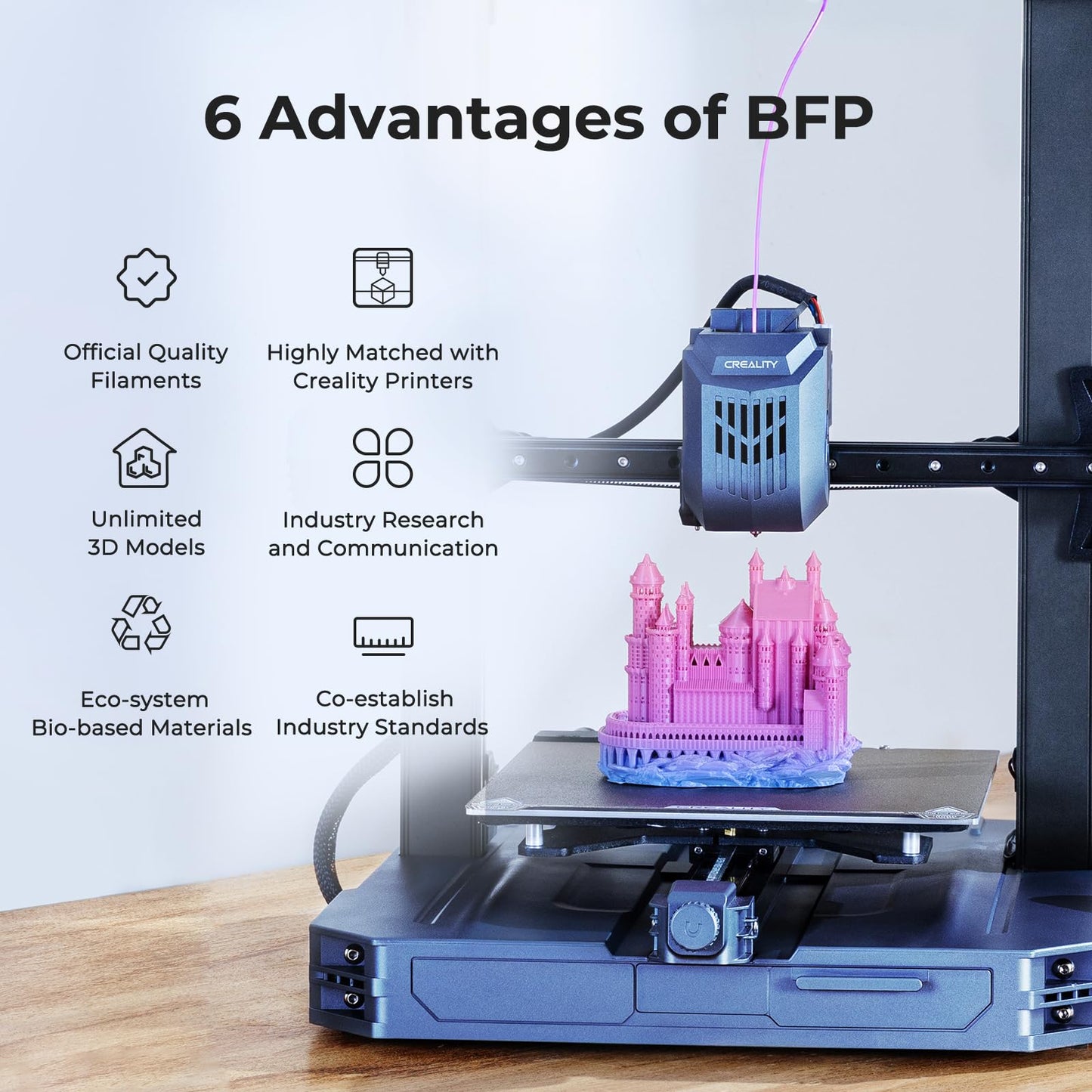 Creality Ender PLA+ filament for 3D printers, 1.75mm 3D printing filament, 1kg spool, dimensional accuracy +/- 0.02mm, compatible with most FDM 3D printers Black