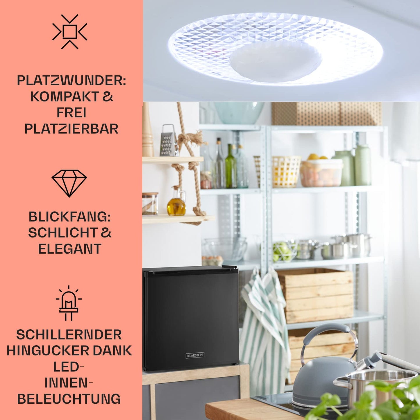 Klarstein mini fridge for rooms, 13L mini fridge for drinks & cosmetics, small minibar, fridge small & quiet, adjustable shelf, small skincare fridge 5-15°C